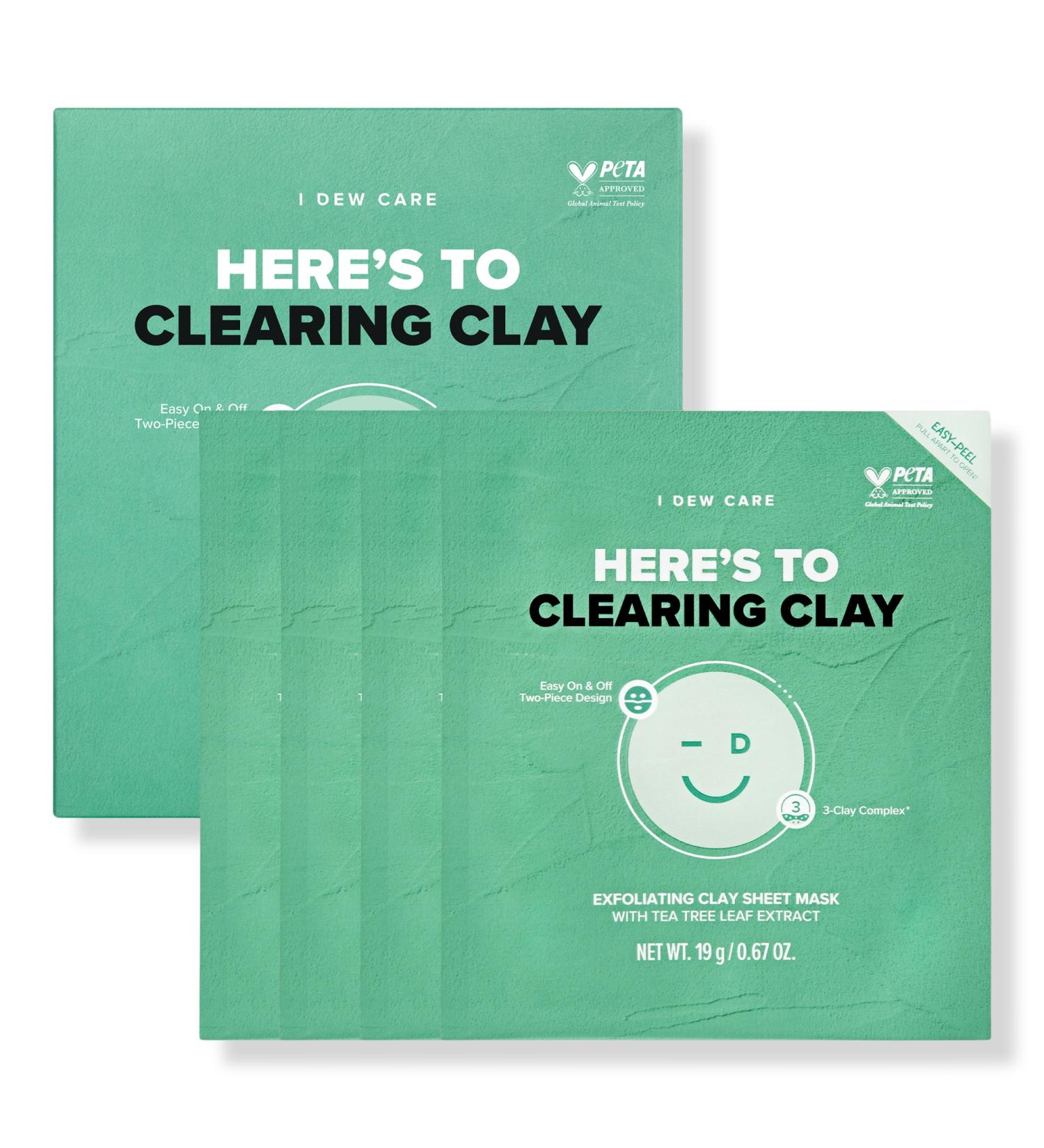 Discover I Dew Care Here's To Clearing Clay Exfoliating Sheet Mask 4 ct - Elevate Your Style Instantly! - Buy Online on SooperMarket.com