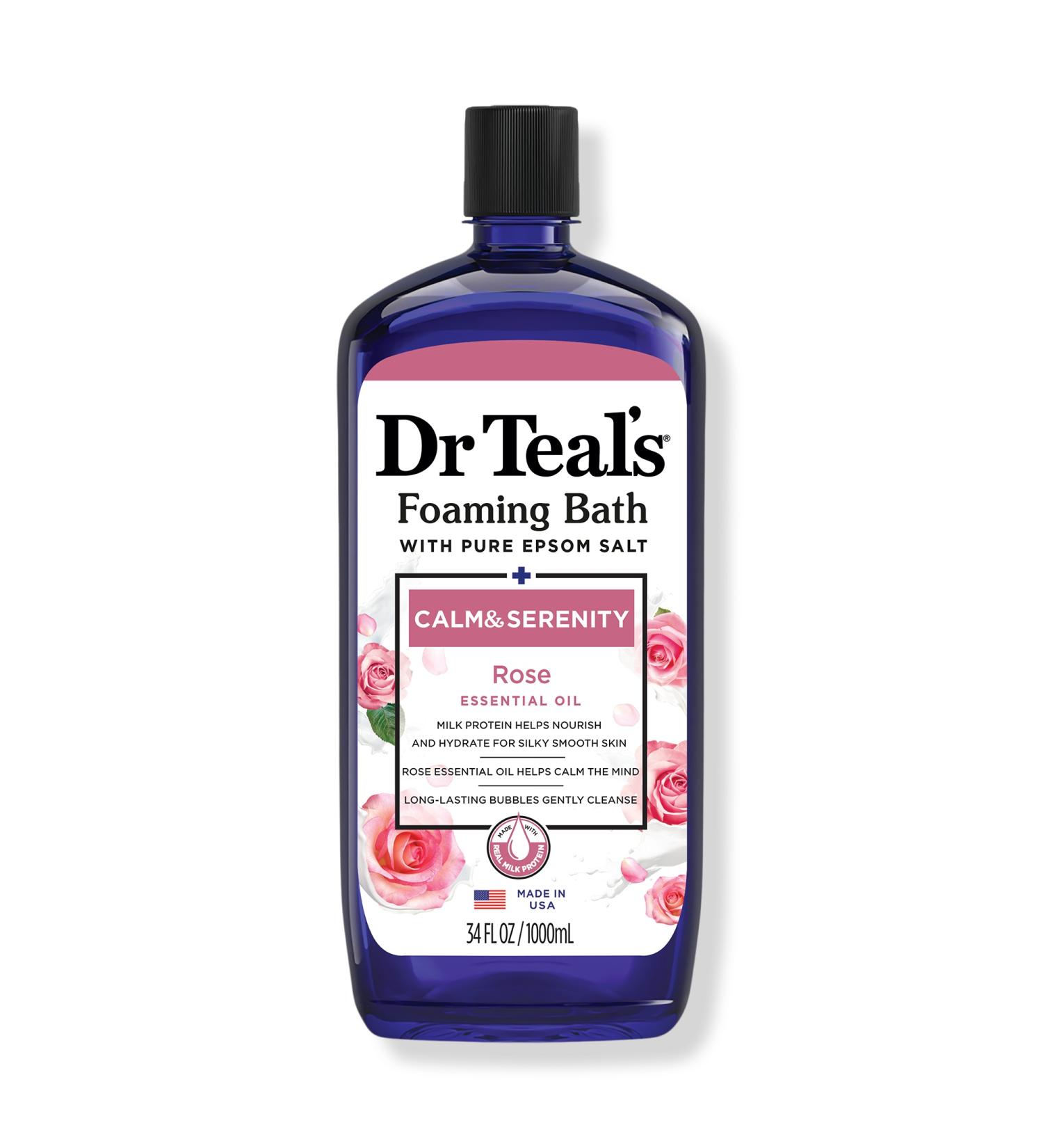 Dr Teal's Foaming Bath with Pure Epsom Salt, Calm & Serenity with Rose 34 oz - Transform Your Style with the Best Innovation Today! - Buy Online on SooperMarket.com