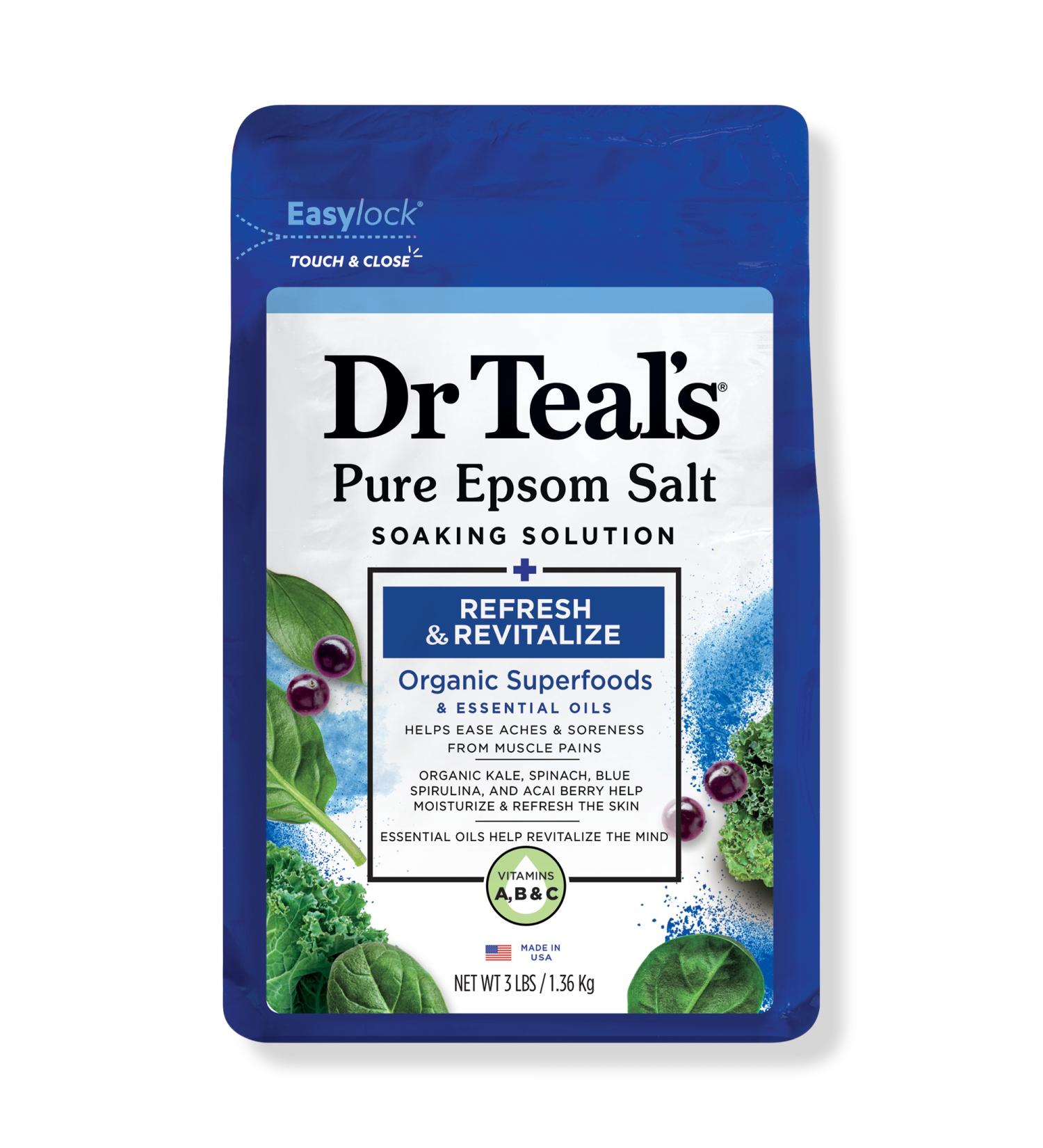 Discover Dr Teal's Pure Epsom Salt Soaking Solution Refresh & Revitalize with Superfoods 48 oz - Elevate Your Style Instantly! - Buy Online on SooperMarket.com