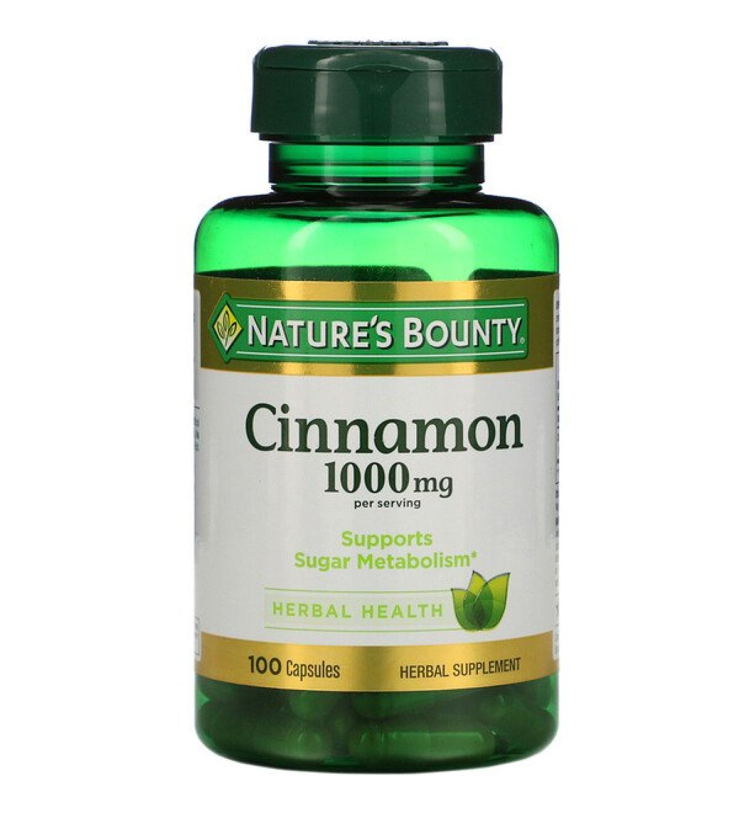 Nature's Bounty Cinnamon 1000 mg 100 Capsules