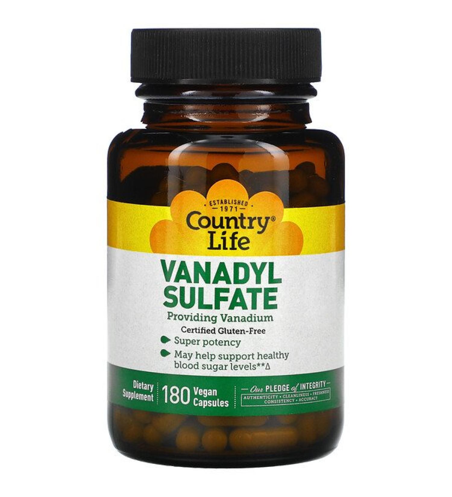 Country Life Vanadyl Sulfate 180 Vegan Capsules