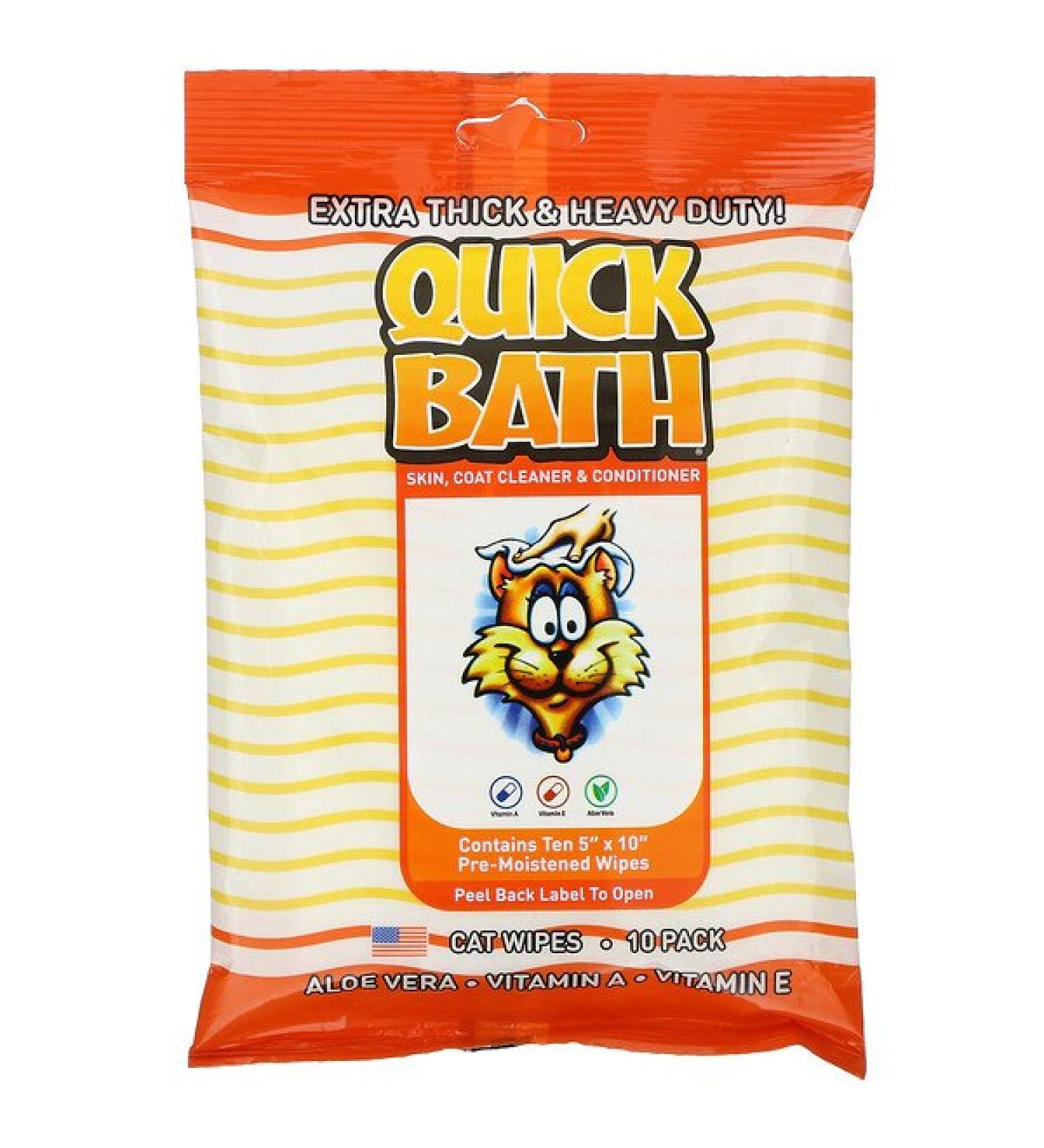 International Veterinary Sciences Quick Bath Skin Coat Cleaner & Conditioner Cat Wipes 10 Pack