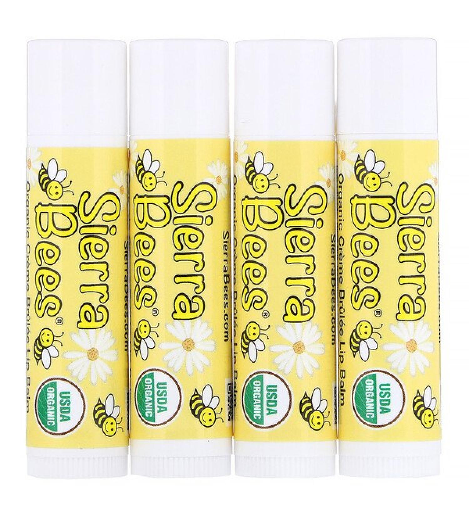 Sierra Bees Organic Lip Balm 4 Pack - Creme Brulee (0.15 oz Each) - Natural Moisturizer - Buy Online on SooperMarket.com