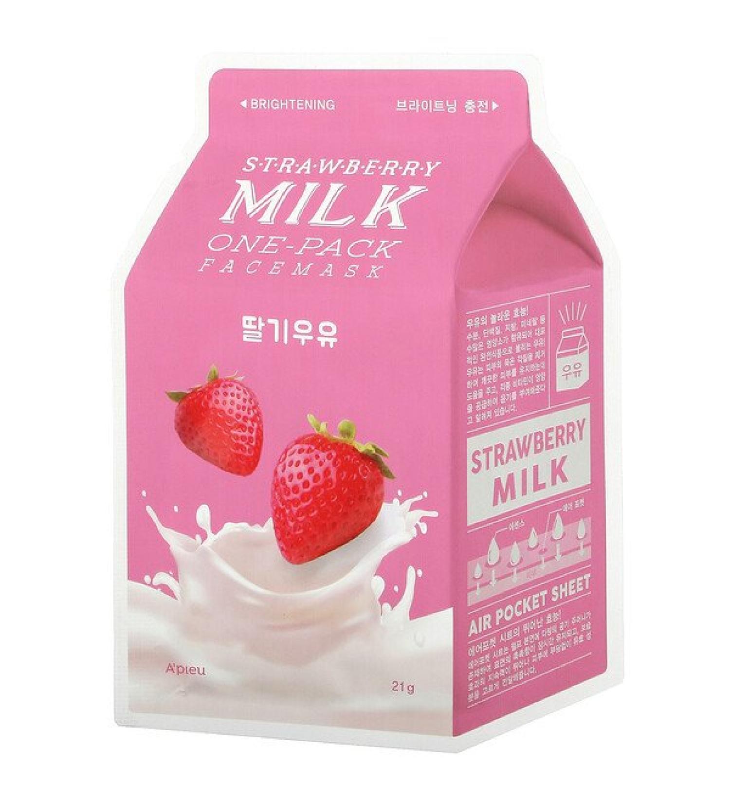A'Pieu Strawberry Milk One-Pack Beauty Face Mask Brightening 1 Sheet 21 g