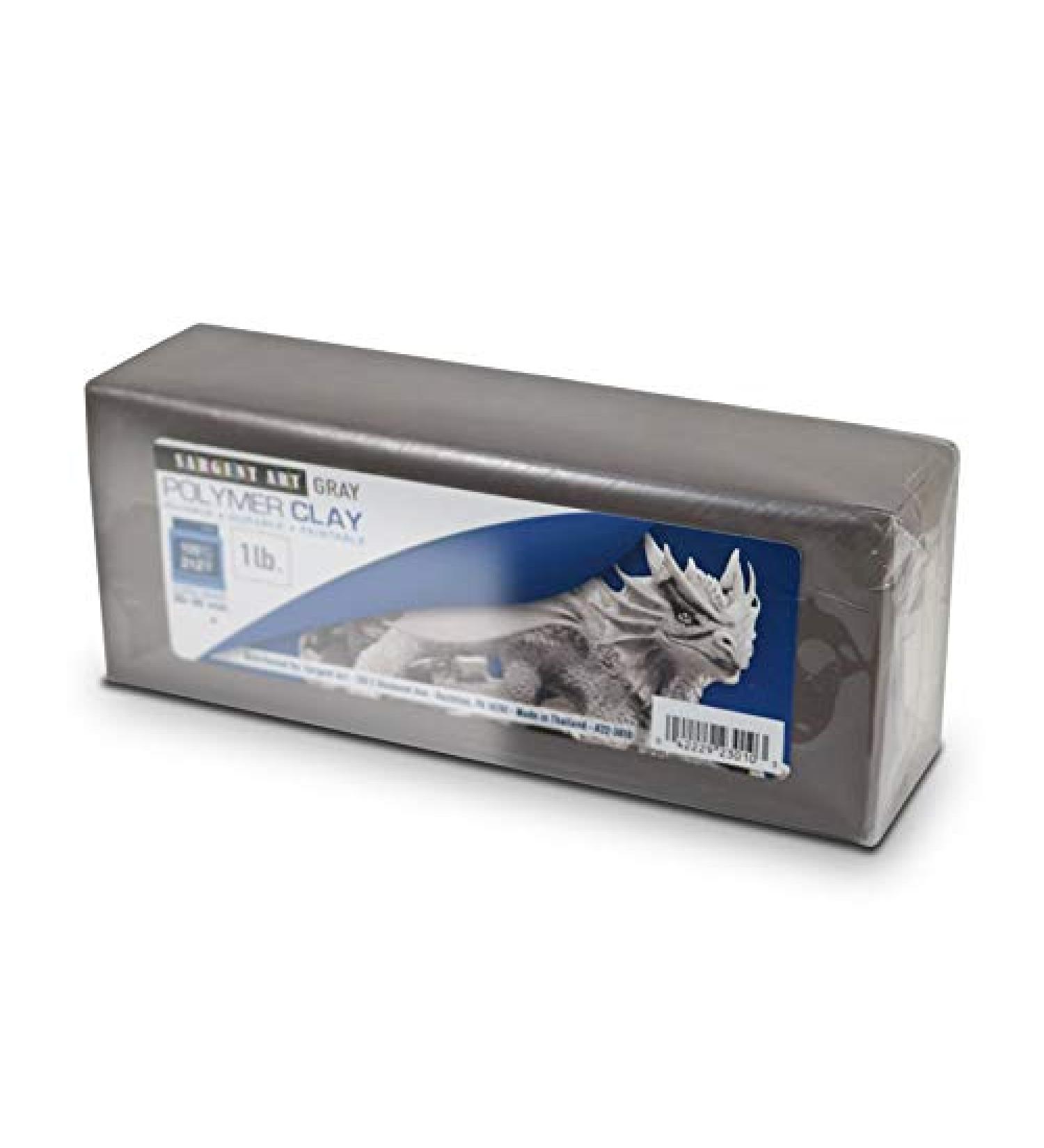 Sargent Art Polymer Gray Baking Clay  1 pound block  Easy to Use and Soften  Safe & Non-Toxic  Used for all types of Clay Sculpting Projects & Crafts