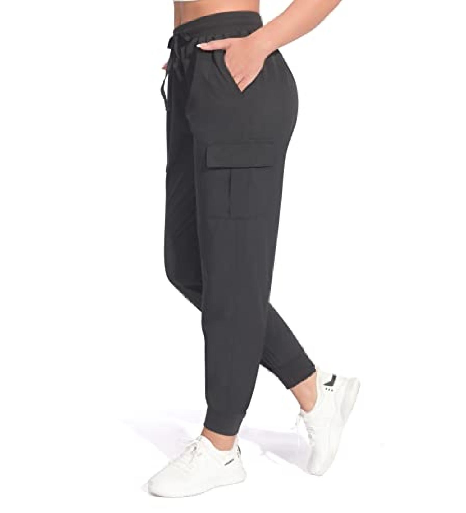 Women's Lightweight Black Cargo Joggers - X-Large | Outdoor Travel & Workout Pants - Buy Online on SooperMarket.com