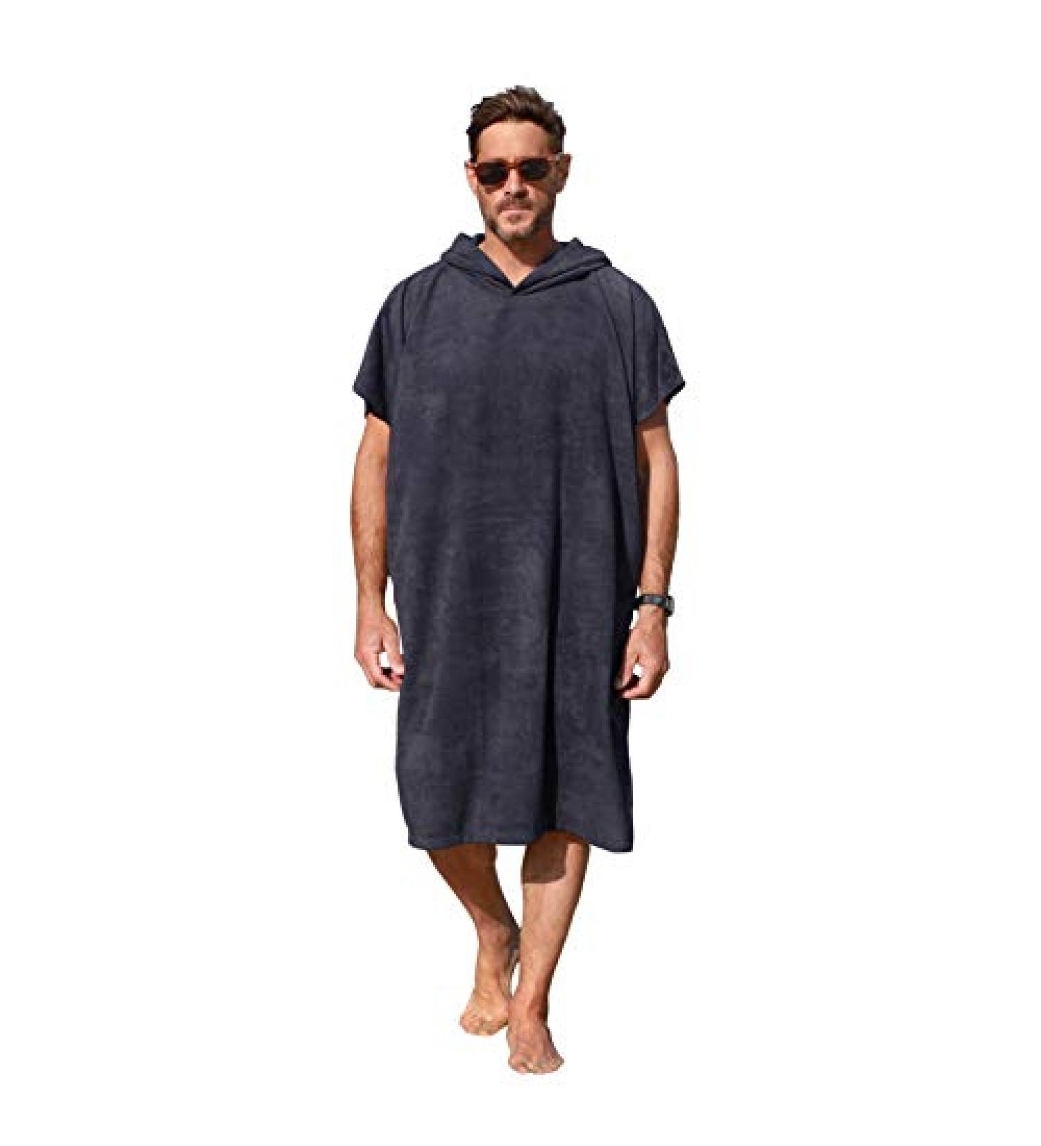 Surf Poncho Changing Towel Robe - Hooded Wetsuit Change Poncho for Adults - Water Absorbent - Oversized Black - Buy Online on SooperMarket.com