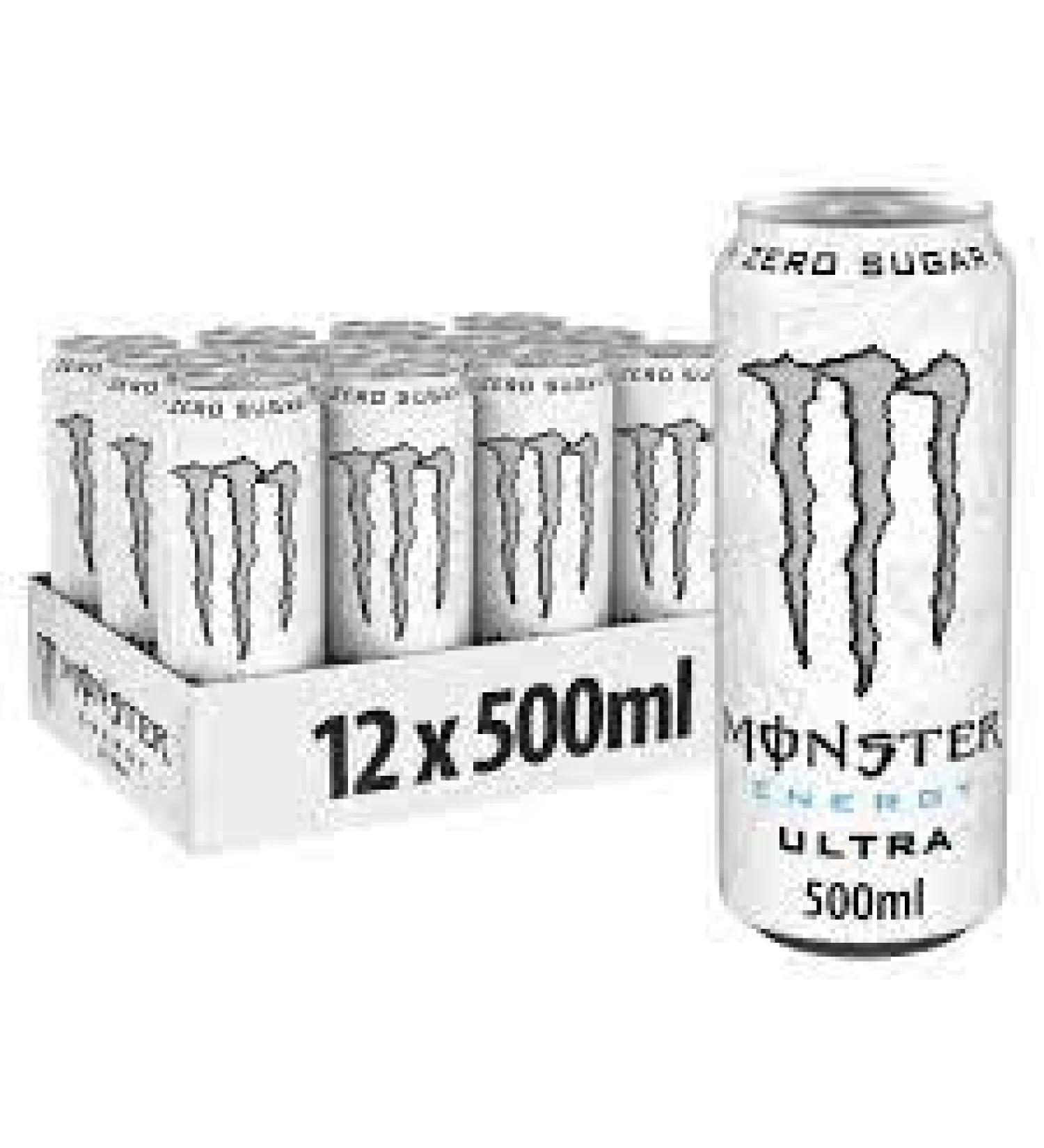 Monster Energy Drinks 12x500ml Fresh New Energy Drinks (Ultra White)