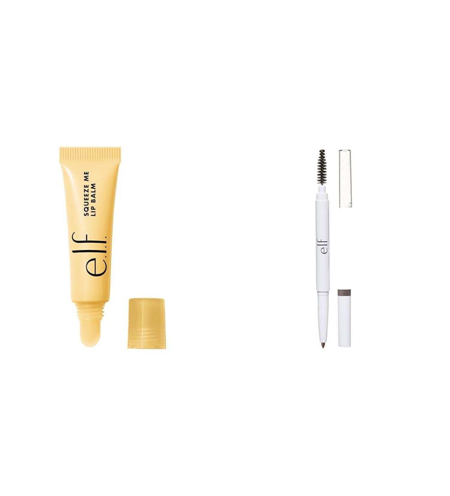 e.l.f. Squeeze Me Lip Balm Moisturizing Lip Balm For A Sheer Tint Of Colour & Instant Lift Brow Pencil Dual-Ended Precision Eyebrow Pencil For Defining & Shaping Brows Neutral Brown - Buy Online on SooperMarket.com