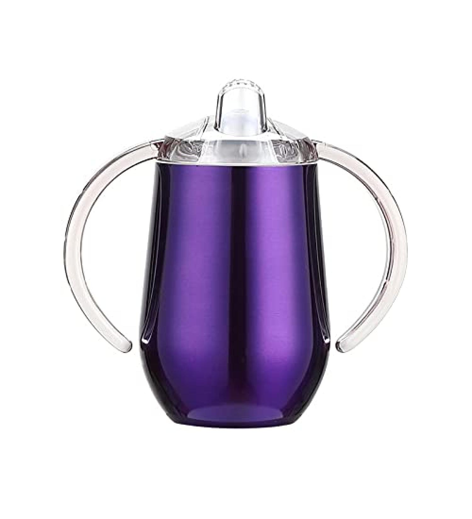 Stainless Steel Sippy Cup 10 oz | BPA Free, Double Wall Insulated | Toddler Straw Cup with Handles & Silicone Lid | Non-Spill, Purple - Buy Online on SooperMarket.com