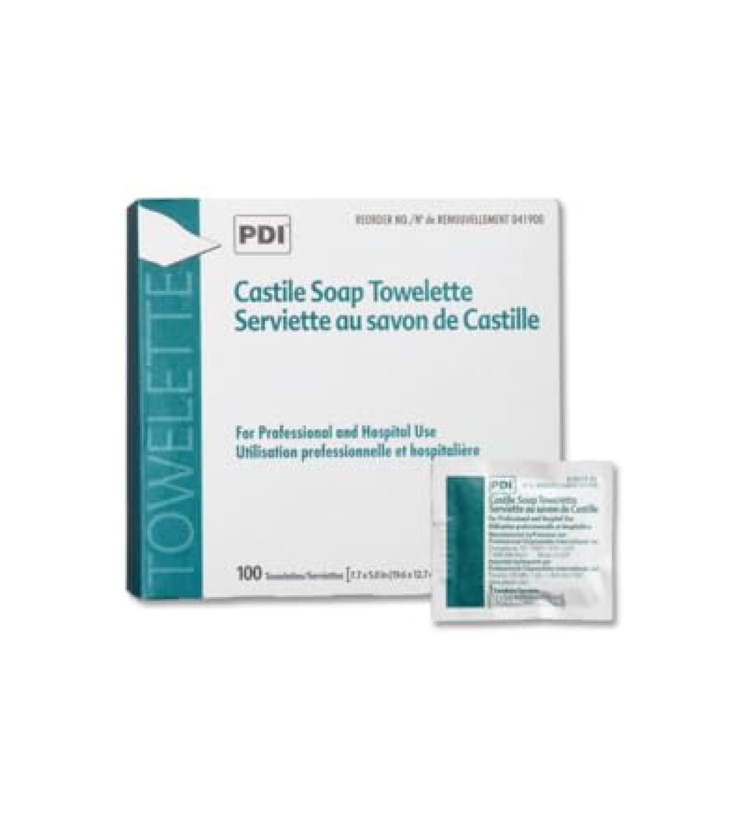 PDI Castile Soap Towelettes - 100 Individually Wrapped Face & Hand Cleansing Wipes | Buy Internationally - Buy Online on SooperMarket.com