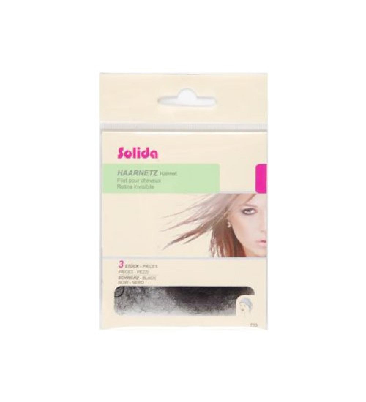 Solida hair net with round elastic black Perlon net ring mesh black 3 pieces