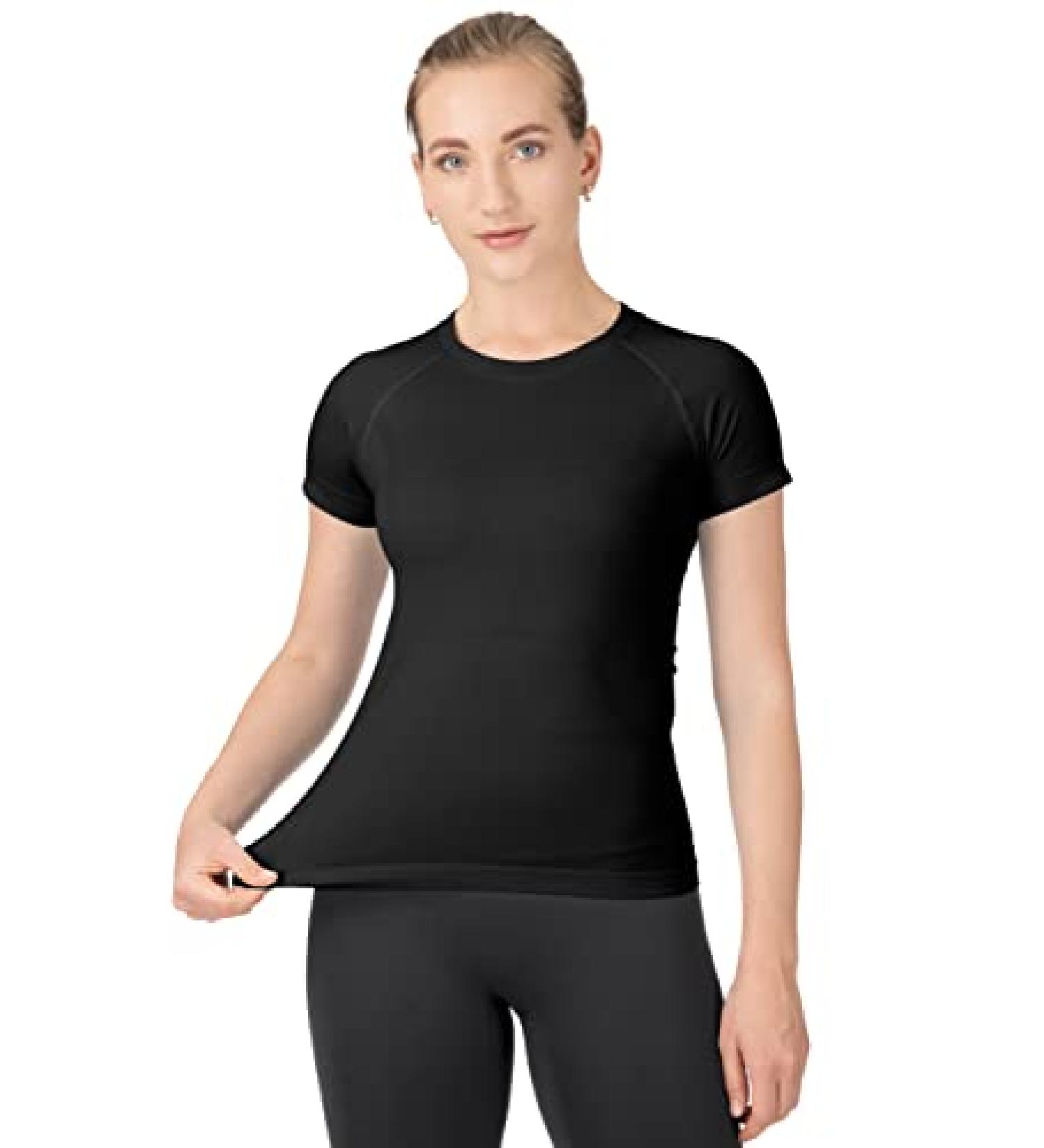 MathCat Women's Short Sleeve Workout Shirt - Breathable Athletic Gym Top in Black - Buy Online on SooperMarket.com