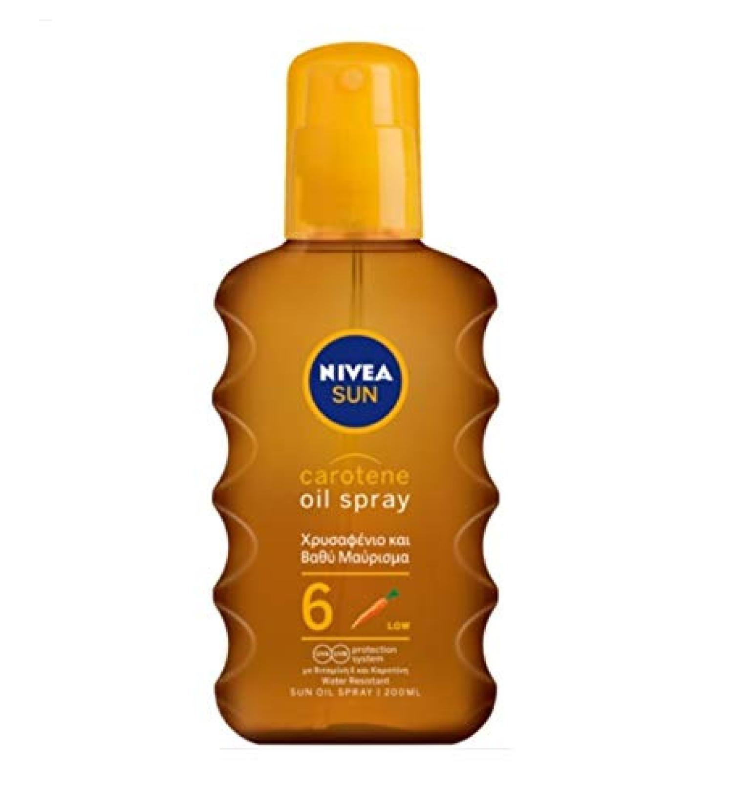 Nivea Sun Deep Tanning Oil Spray SPF 6  Golden & Lond-Lasting Tan 200ml