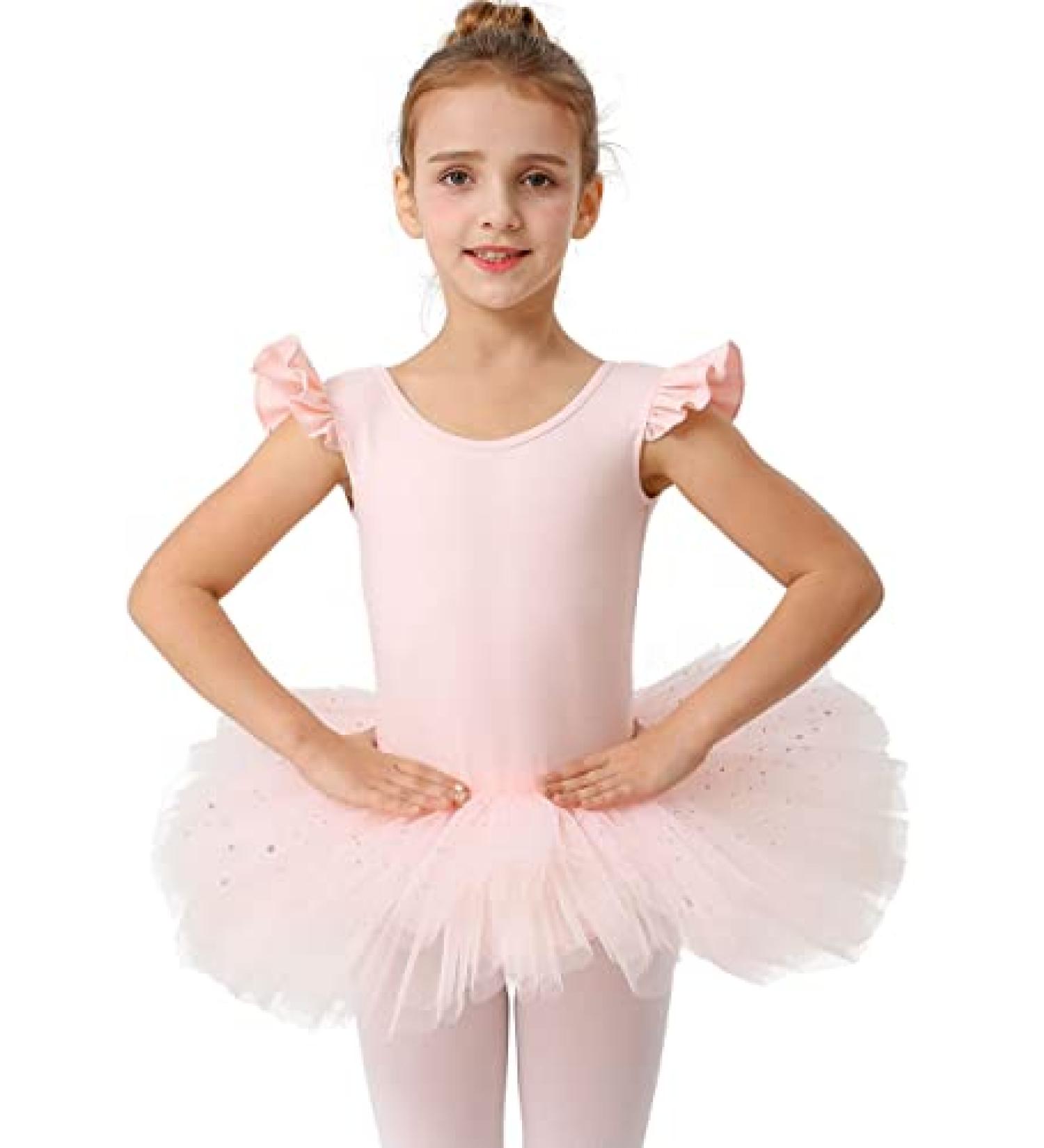 Danswan Ballet Tutu Leotard Toddler Girls Short Sleeve with Glitter Skirt - Ballet Pink (Fly Sleeve) - Size 6-7 Years - Buy Online on SooperMarket.com