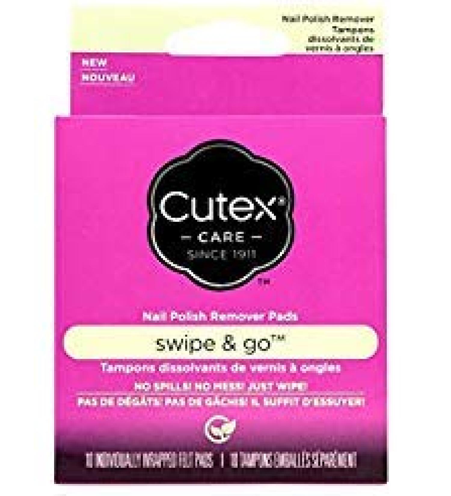 Cutex Care Swipe and Go Nail Polish Remover Pads, 10 Count 10 Count (Pack of 1)