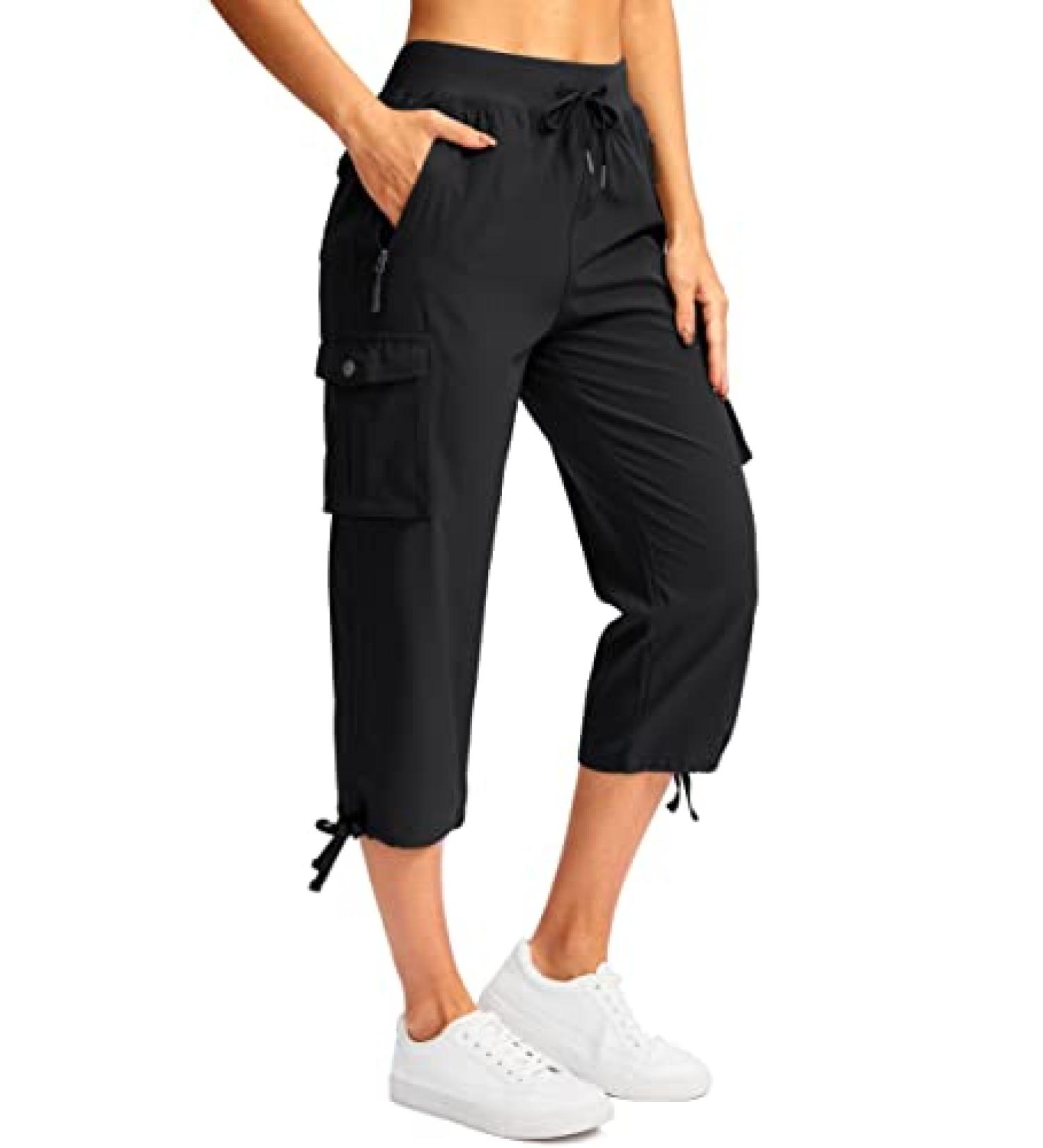 Soothfeel Women's Cargo Capris Pants - Lightweight Quick Dry Summer Pants | 6 Pockets, Ideal for Travel & Hiking | Casual Black X-Large - Buy Online on SooperMarket.com