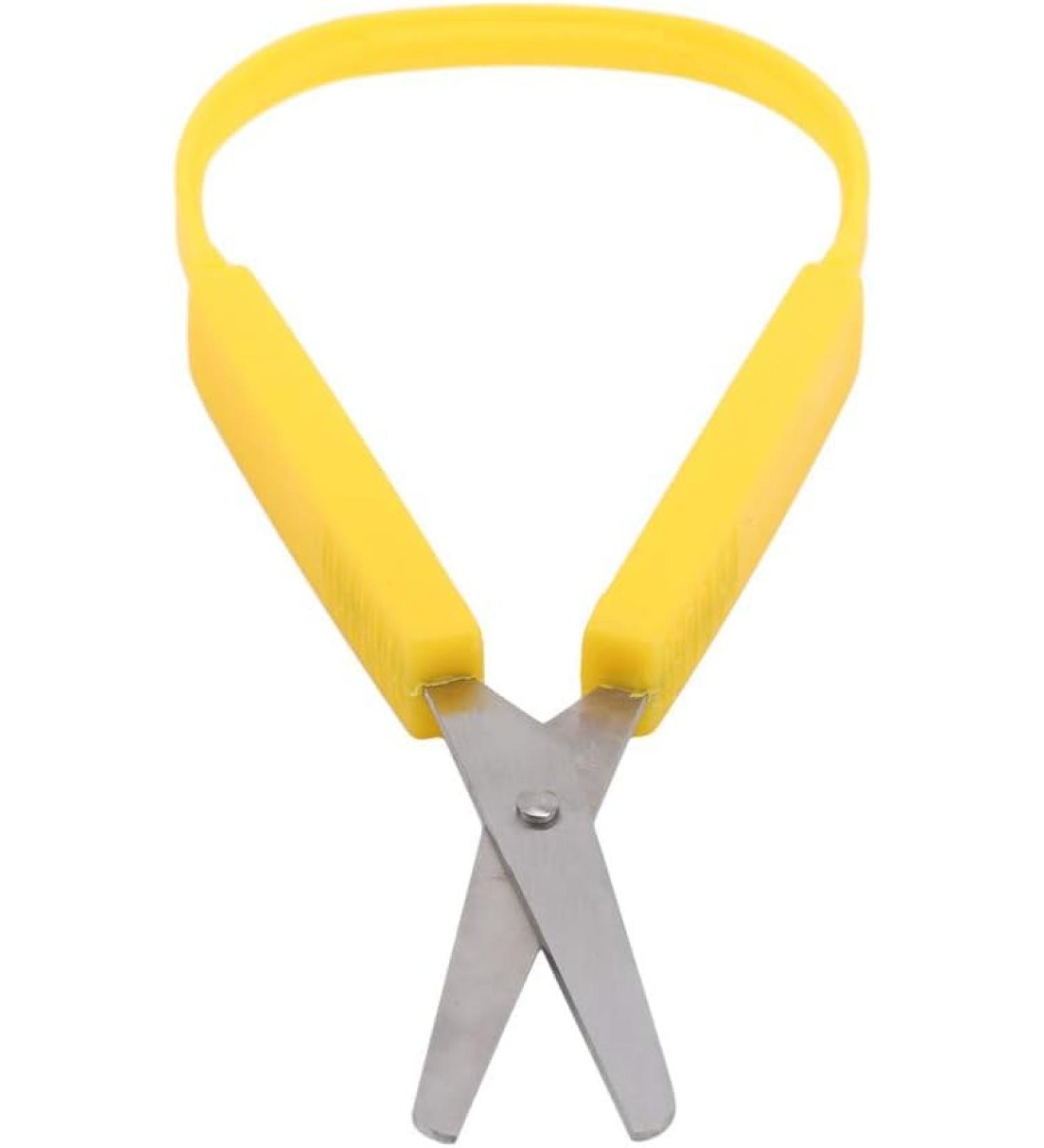 Yellow Loop Scissors for Kids Adult Easy Grip Easy Opening Adapted Scissors for Special Needs Safety Round Tip Open Squeeze Handles Multipurpose Comfort Grip Stainless Steel Office Scissors - Buy Online on SooperMarket.com