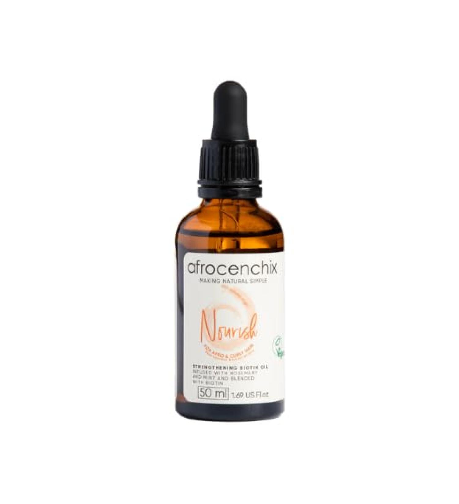 Afrocenchix Nourish - Hair Oil for Afro and Curly Hair- Blended With Jojoba and Castor Oil for hair growth Moisture locking Hair Oils 60ml - Buy Online on SooperMarket.com