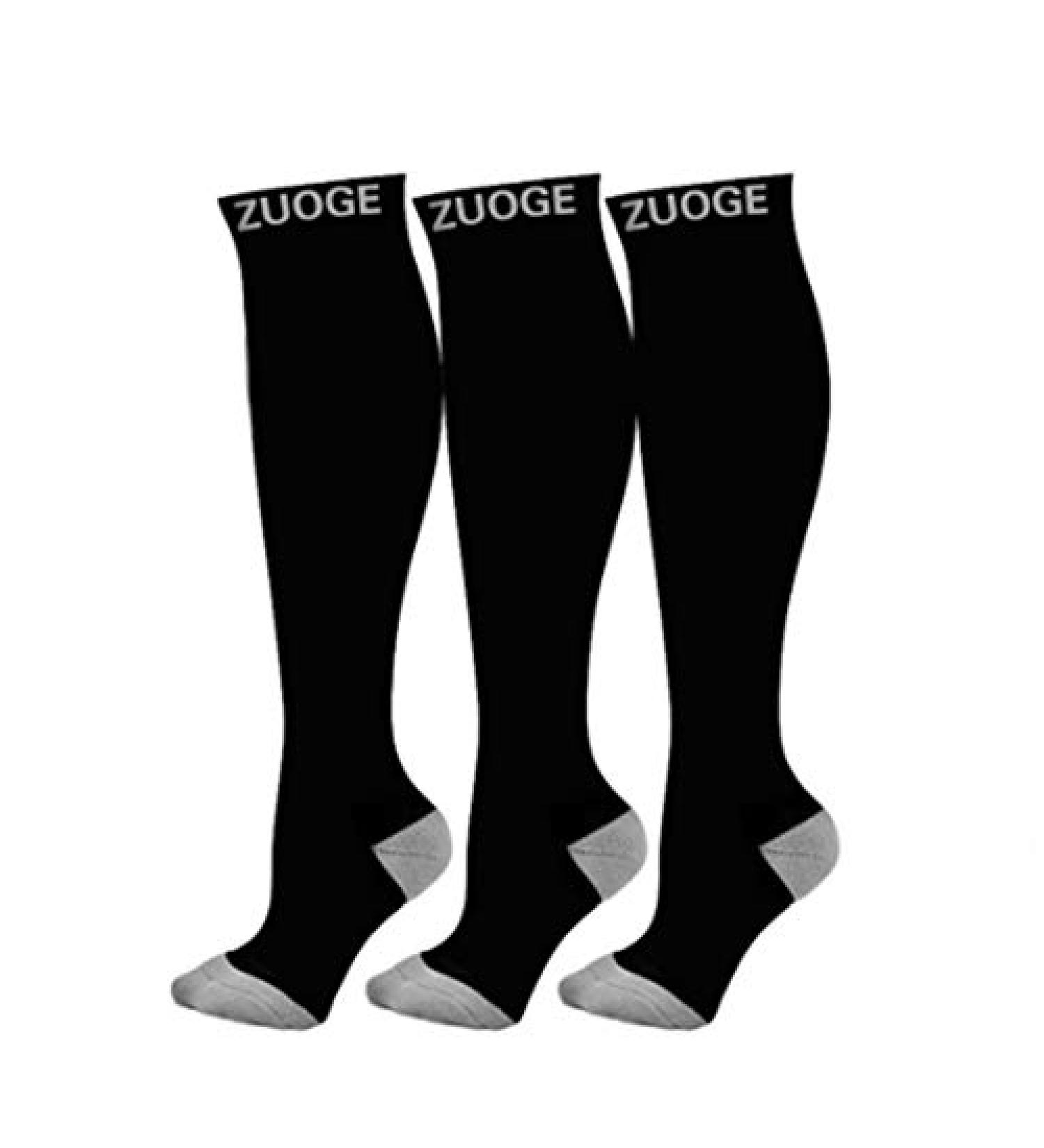3 Pairs Compression Socks Pack - Medical Nursing & Travel - 15-20mmHg Black XL-XXL - Buy Online on SooperMarket.com