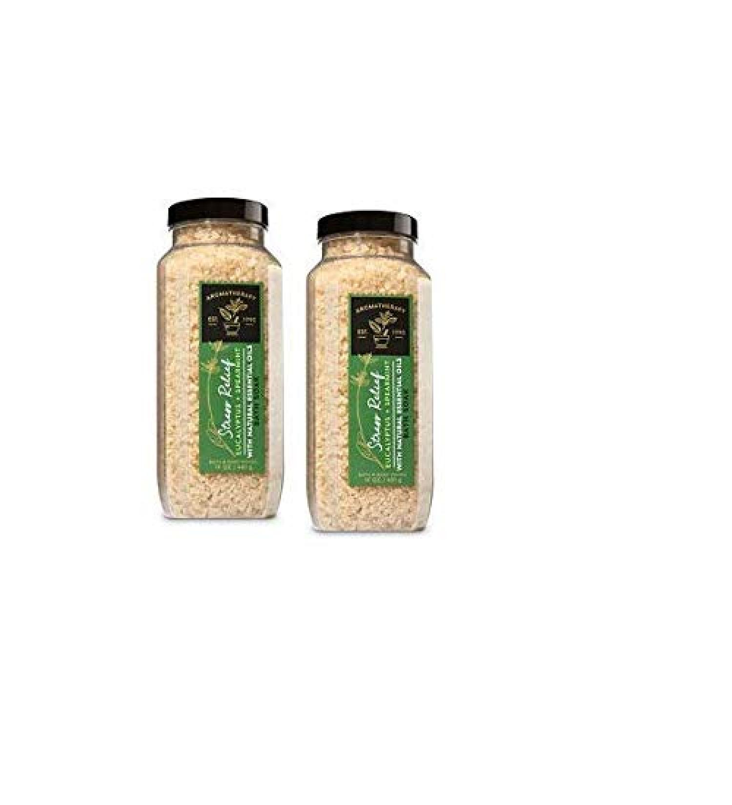 Bath and Body Works 2 Pack Aromatherapy Stress Relief Eucalyptus & Spearmint Bath Soak 17 Oz.