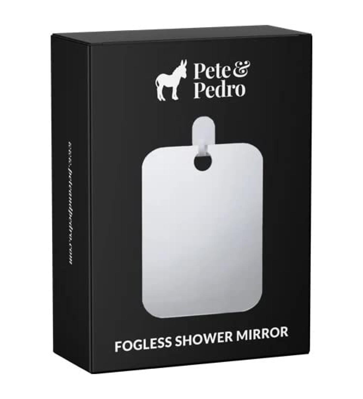 Pete & Pedro FOGLESS Shower Mirror - Anti-Fog Shaving & Shower Accessory | Removeable Adhesive Hook | As Seen on Shark Tank - Buy Online on SooperMarket.com