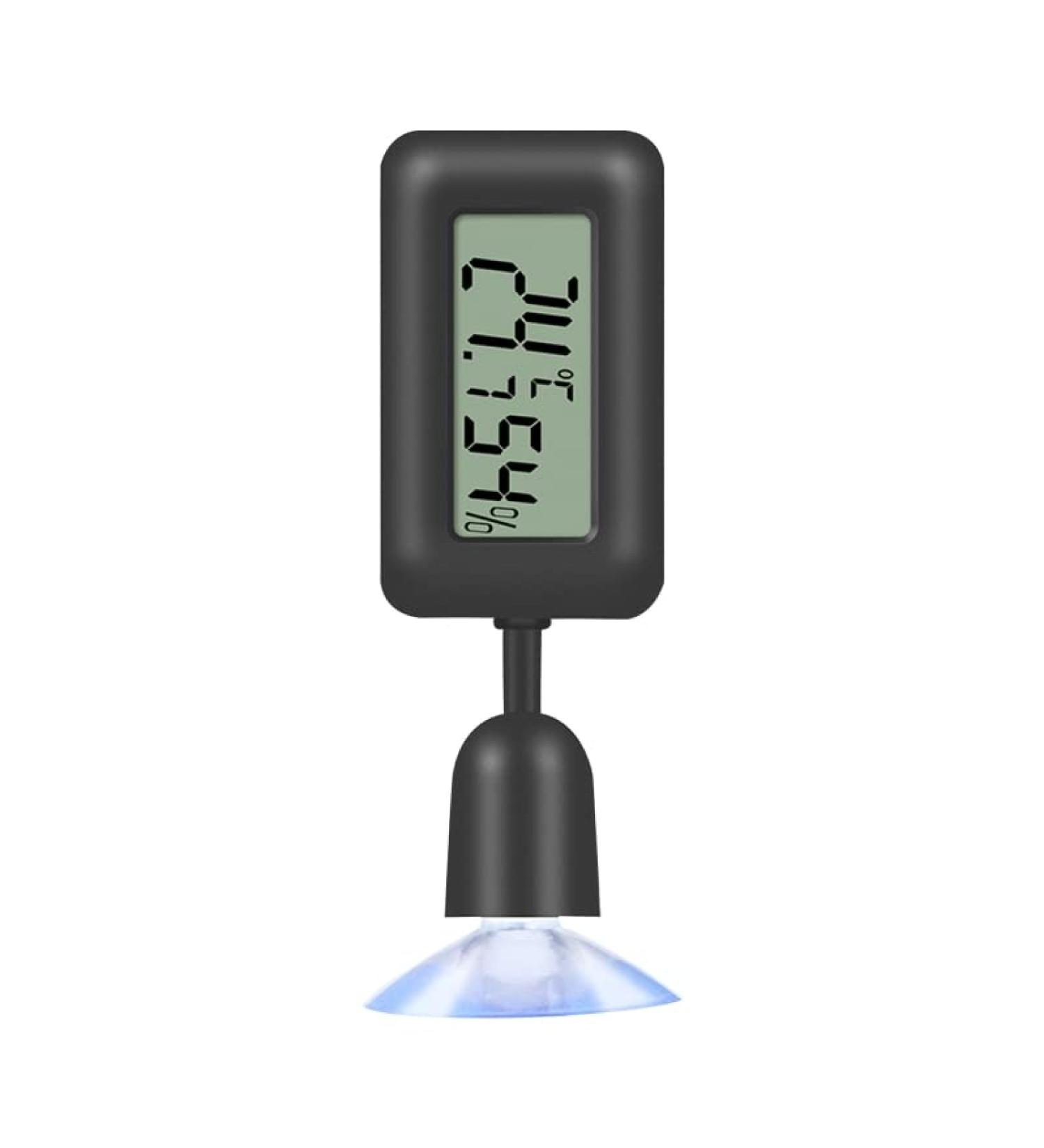 YESAVAY Reptiles Thermometer Hygrometer | Digital Temp & Humidity Meter for Bearded Dragon Tanks - Suction Cup | Mini Black - Buy Online on SooperMarket.com
