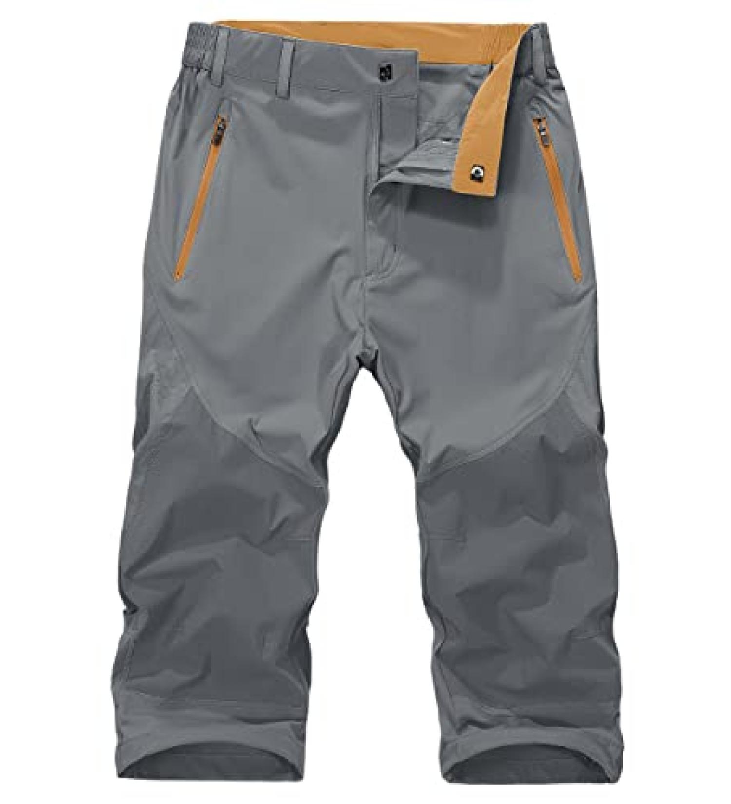 Men's Quick Dry Lightweight Hiking Cargo Capri Pants - Grey, Size 38 - Buy Online on SooperMarket.com