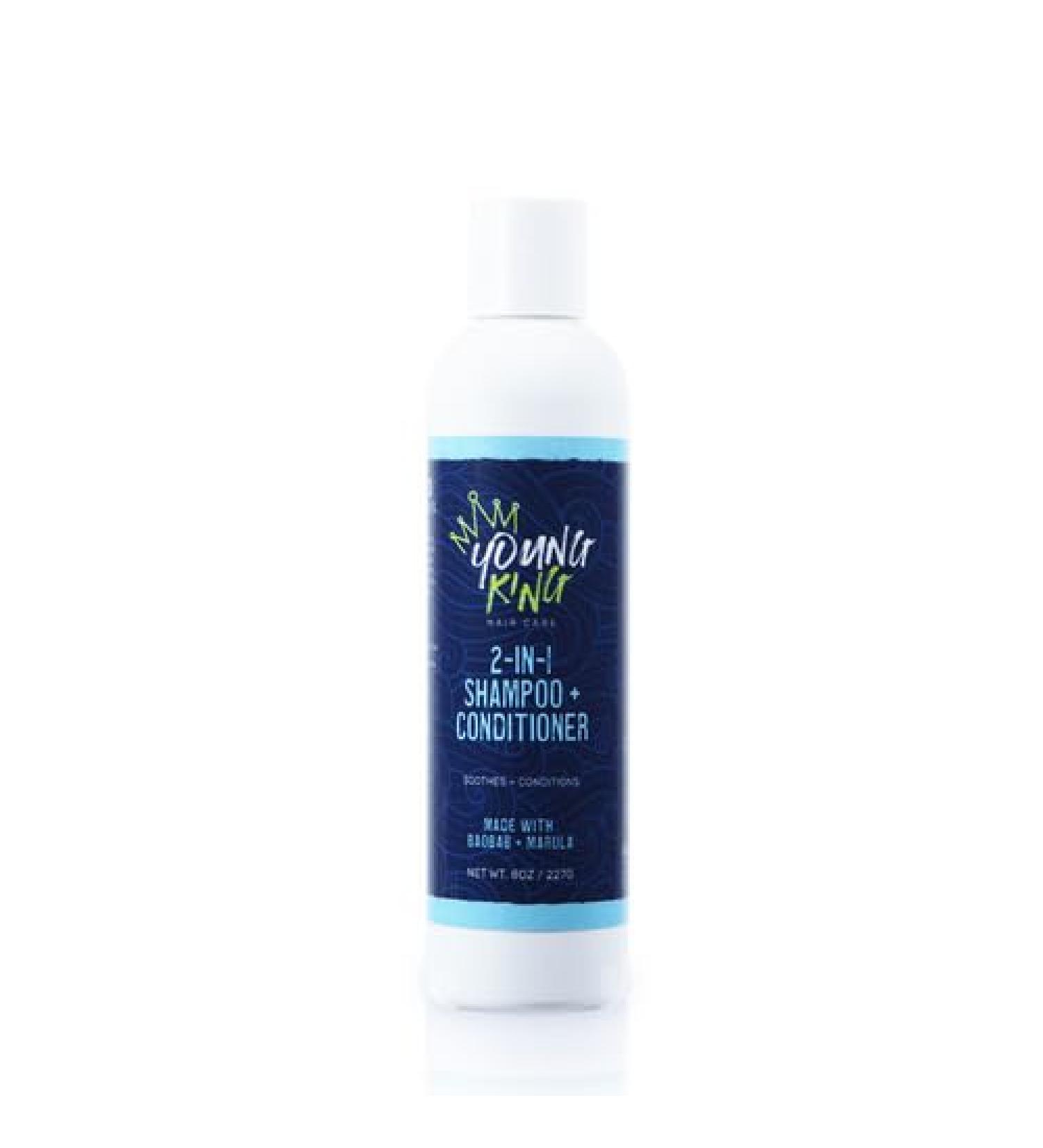 Young King Hair Care 2-in-1 Shampoo & Conditioner for Boys | Plant-Based Harm-Free Cleanses & Hydrates Natural Curls | 8 oz - Buy Online on SooperMarket.com