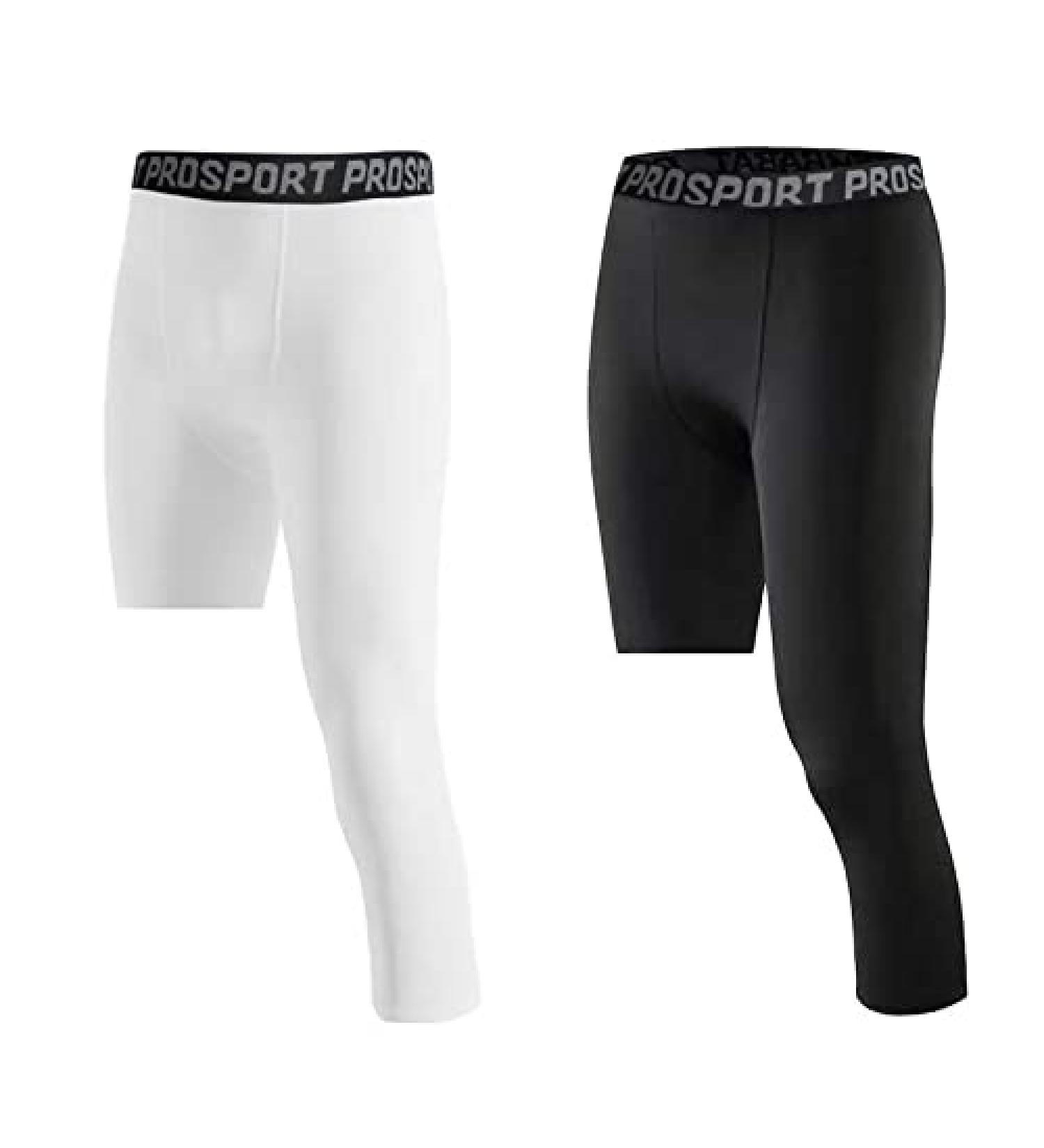 Blaward Men's Compression 3/4 Leg Tights - Pack of 2 Black+White, Small - Buy Online on SooperMarket.com