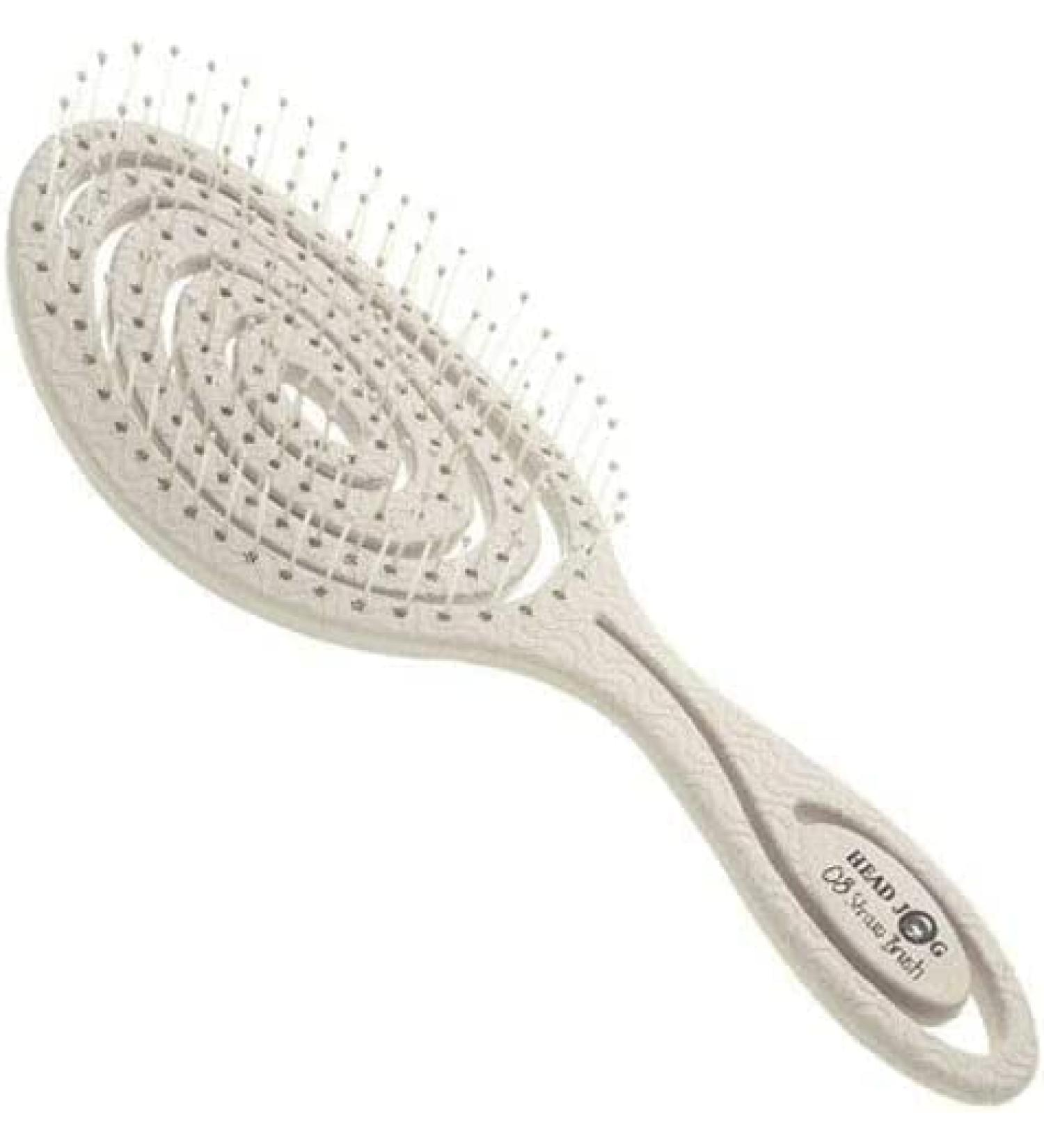 Head Jog 08 Paddle Brush with Flexible Soft Pin Bristles - Detangle Wet or Dry Hair, Ideal for Straight, Curly, and Wavy Hair - Original Collection Oatmeal - Buy Online on SooperMarket.com
