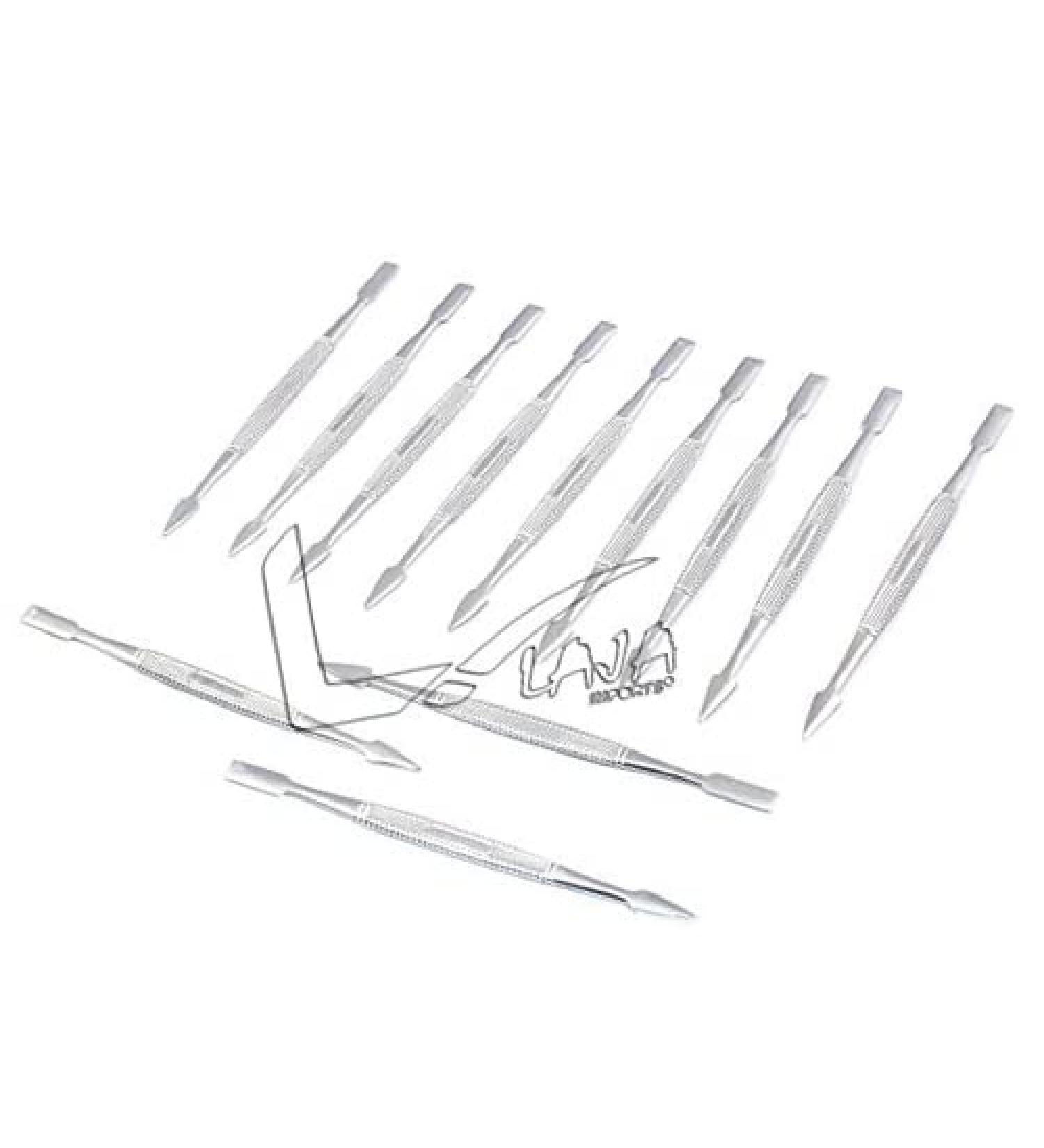 LAJA IMPORTS SET OF 12 PROFESSIONAL NAIL CUTICLE PUSHER STAINLESS STEEL FOR MANICURE AND PEDICURE
