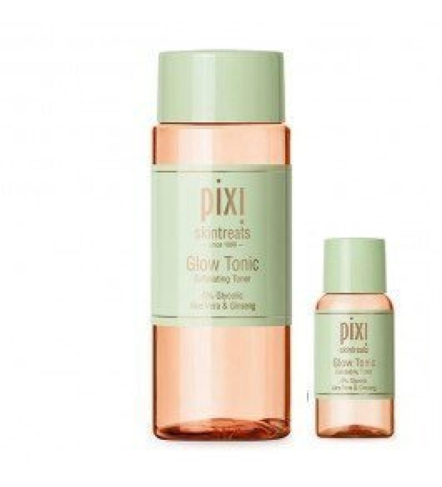 Pixi Glow Tonic with Aloe Vera and Ginseng- 100ml- and 15ml Travel Size Mini Pixi Toner by Pixi