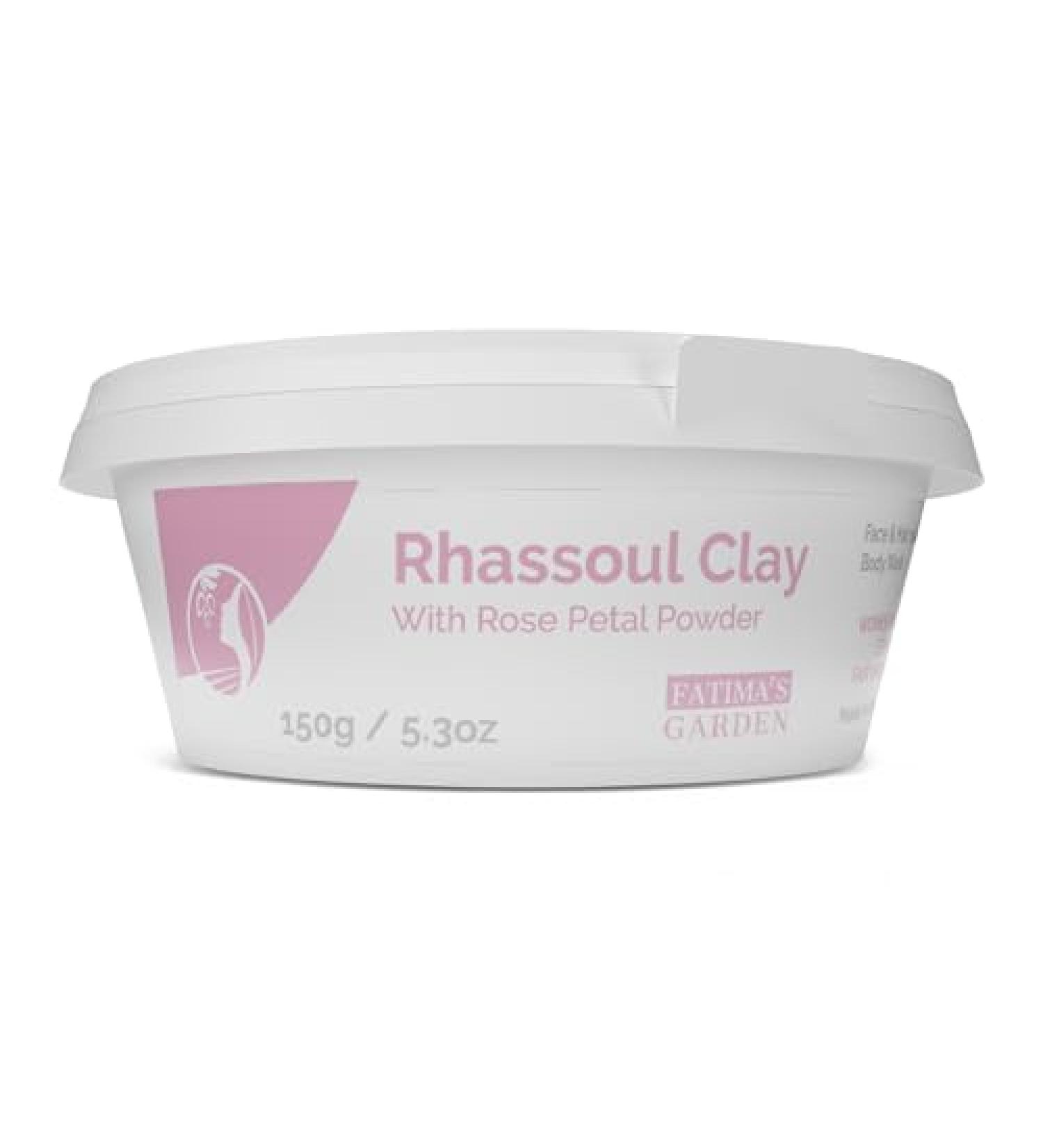 Fatima's Garden Ghassoul Powder with Rose Petals - 5.3oz Rhassoul Face and Hair Mask - 150g Pack of 1 - Buy Online on SooperMarket.com