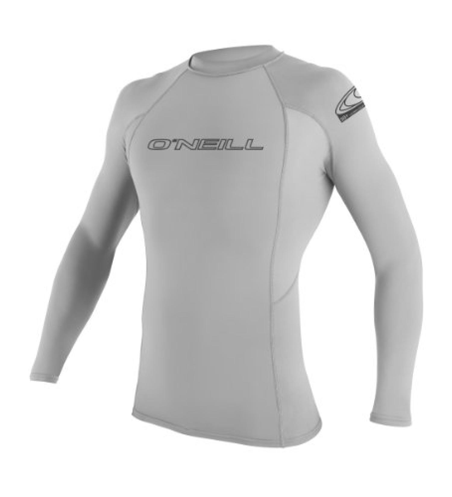 O'Neill Men's Basic Skins UPF 50+ Long Sleeve Rash Guard, Lunar, Large