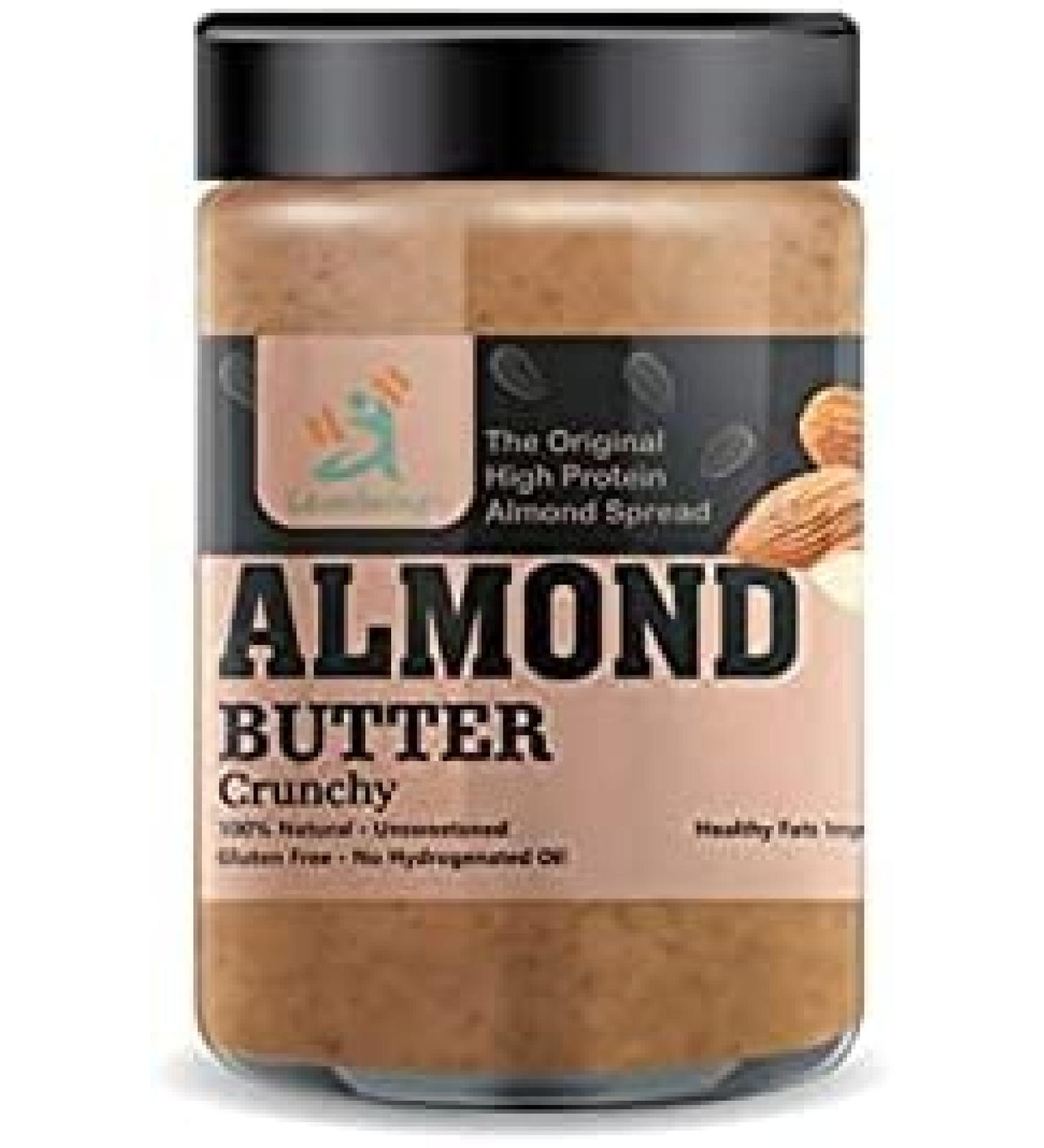 AOZA Leanbeing Almond Butter 100% Natural (500Grams) (Crunchy) (California Almonds) (Unsweetened) (No Added Sugar) - Buy Online on SooperMarket.com