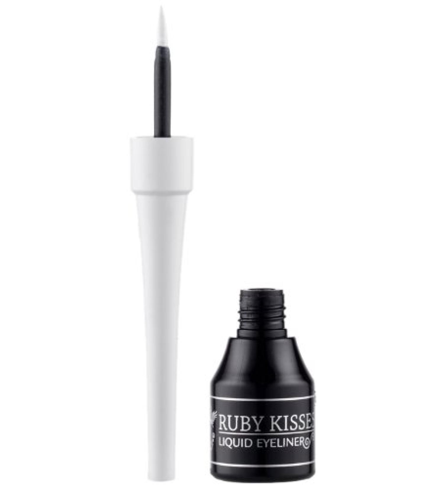Ruby Kisses Classic Liquid Eyeliner, Smudgeproof Long Lasting Eye Makeup with Felt-Tip Applicator (1 PACK, White) 1 Count (Pack of 1) White