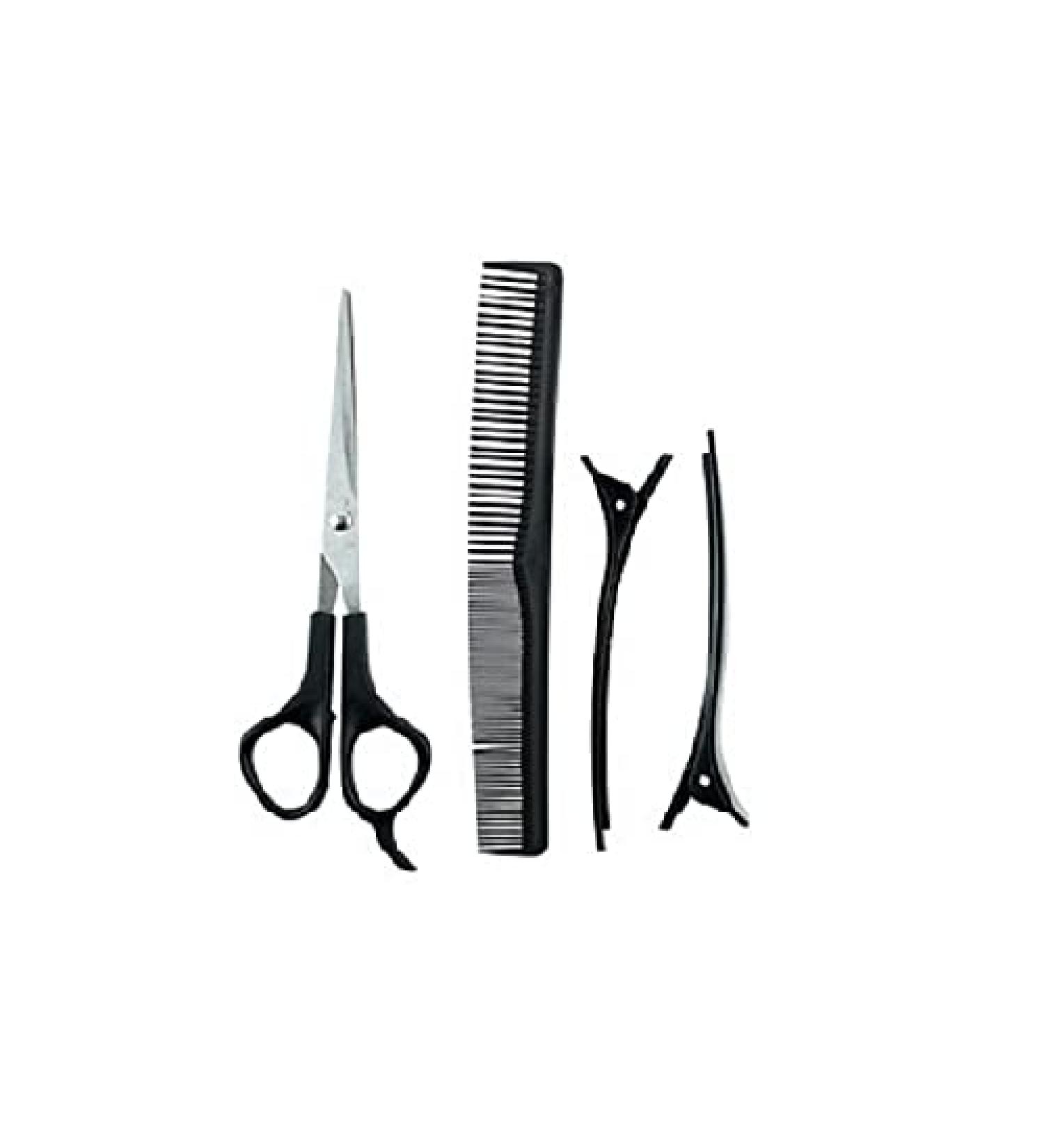 Professional 4pc Barber Scissors and Hair Comb Set for Hairdressing - Salon Quality Hair Cutting, Thinning, and Texturizing Tools for Home and Salon Use - Buy Online on SooperMarket.com
