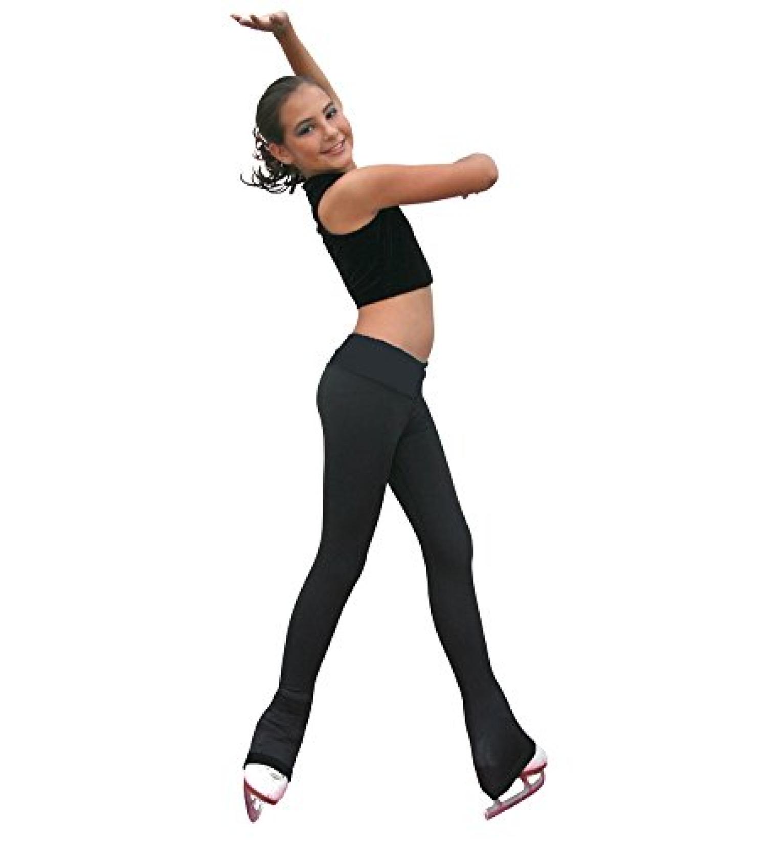 ChloeNoel Figure Skating 2-Tone Reverse w/Color Cuff Pants P19 (Child) Black/Black 8-10