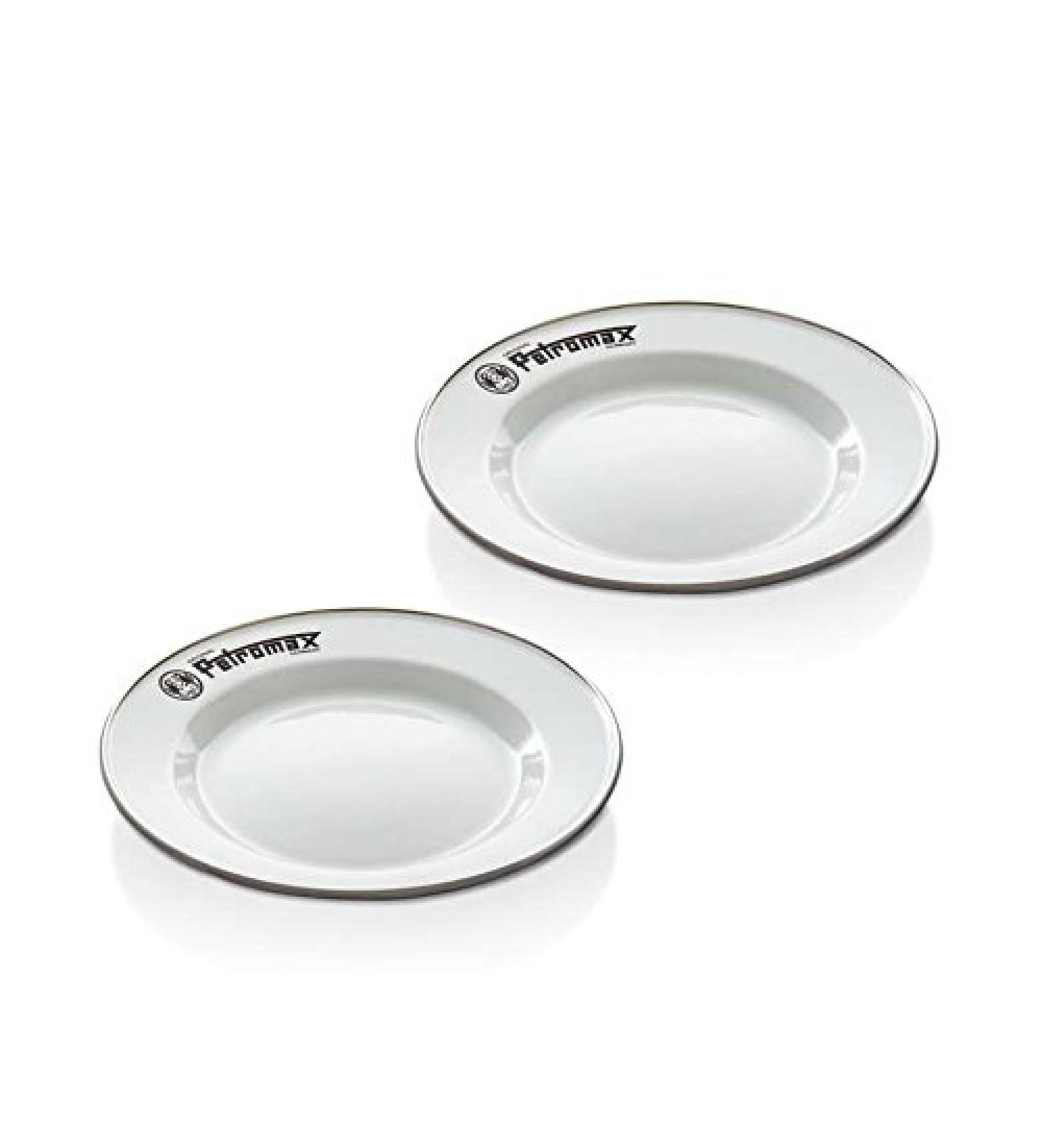 Petromax Enamelware Dinnerware Plates - Pack of 2 | Lightweight Enameled Steel Tableware for Kitchen and Camping | Ideal for Hot or Cold Food | White - Buy Online on SooperMarket.com