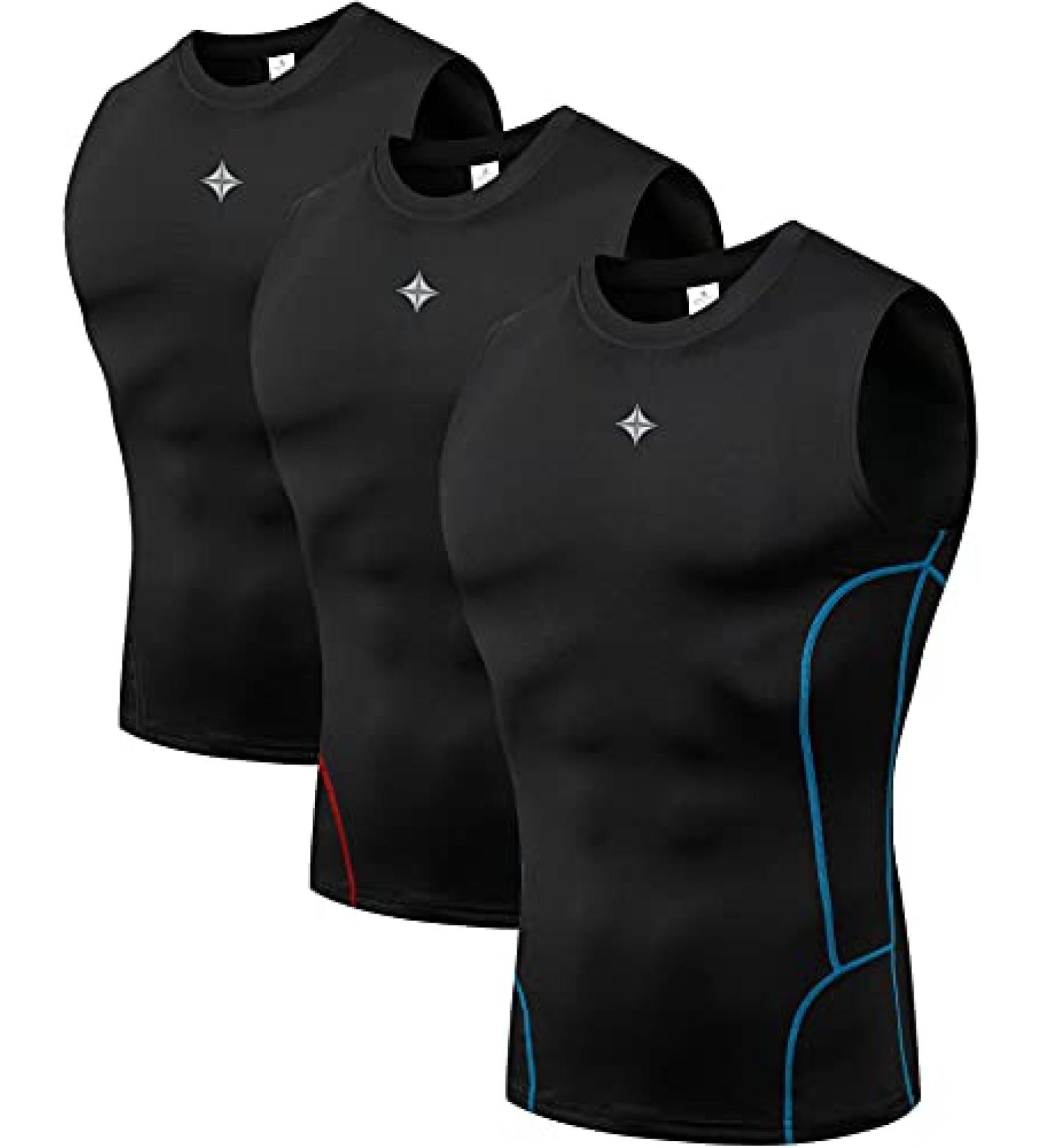 Milin Naco Men's Sleeveless Compression Shirts 3 Pack - UPF 50+ Rash Guard, Dry Fit, 5X-Large - Buy Online on SooperMarket.com