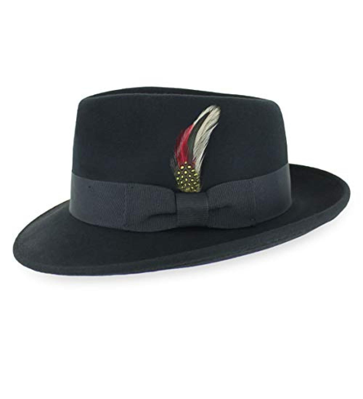 Belfry Gangster 100% Wool Crushable Dress Fedora in Black Grey Navy Brown Pecan - Large Black - Buy Online on SooperMarket.com