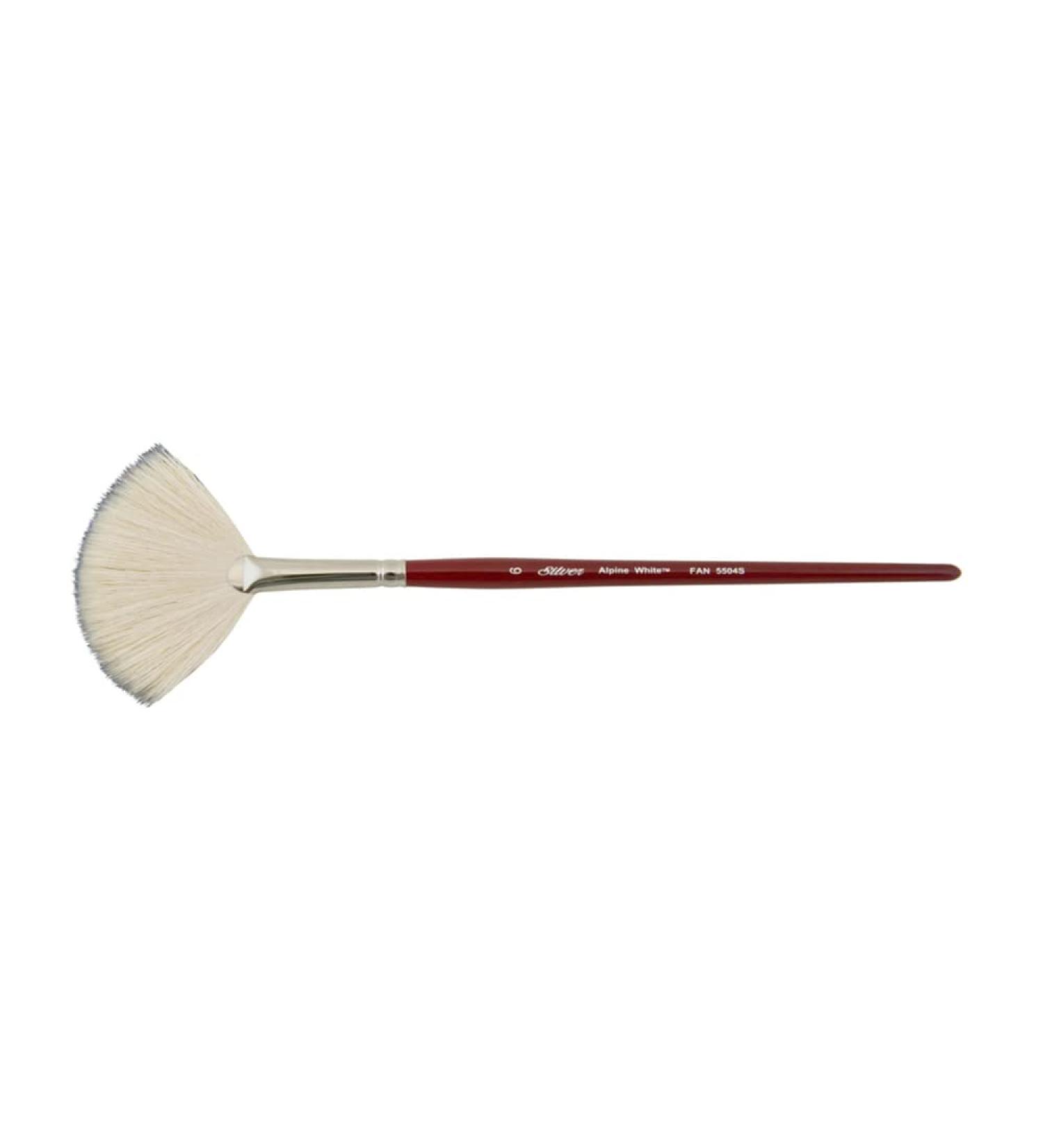 Silver Brush 5504S-6 Alpine White Goat Hair Brush - Size 6, Short Handle for Oil, Acrylic, and Watercolor - Buy Online on SooperMarket.com