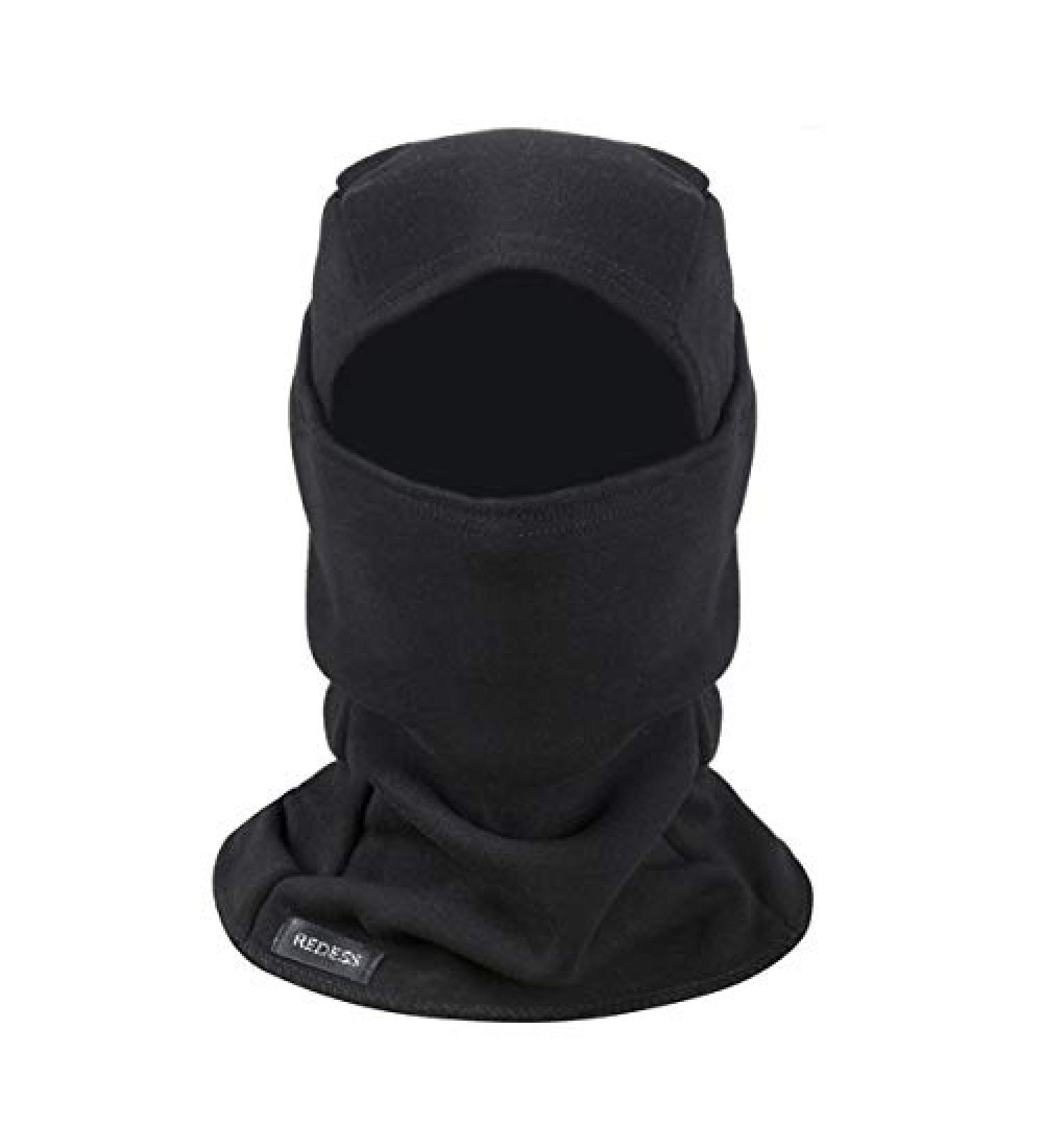 Windproof Fleece Balaclava Ski Mask | Cold Weather Face Cover | Motorcycle Hood Warmer | Winter Sports Cap - Black - Buy Online on SooperMarket.com