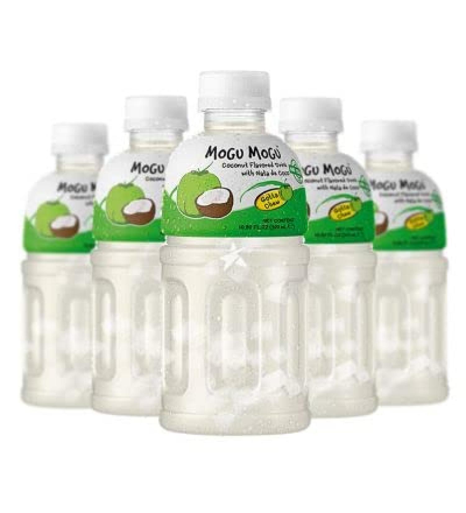 Mogu Mogu Coconut Flavoured Drink with NATA de Coco (Gotta Chew) | On the Go Drink | Jelly Texture | Refreshing Taste | No Added Preservatives and Colours | 320ml x 6 Bottles