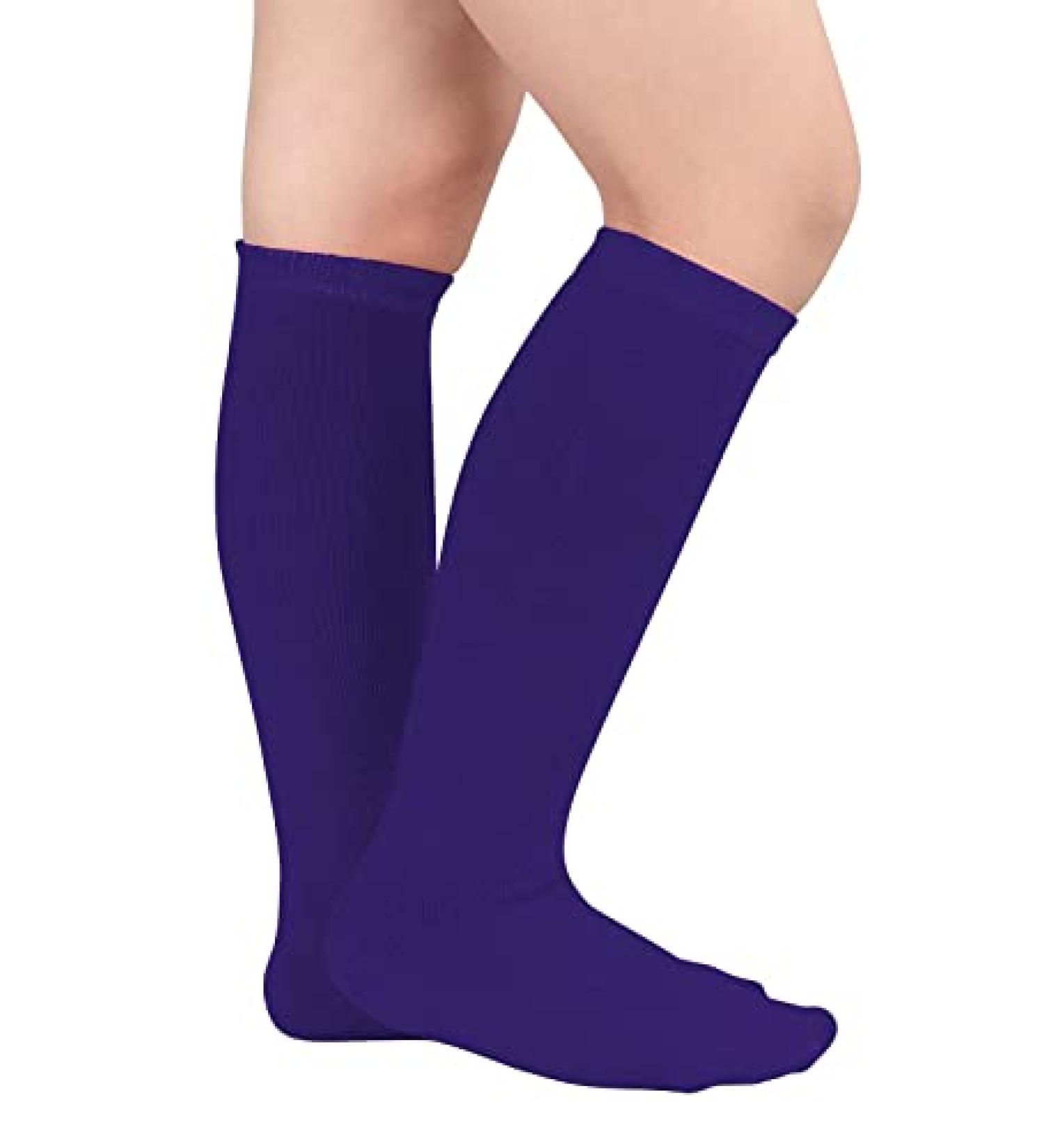 Komorebi Kids Toddler Soccer Knee High Tube Socks - Three Stripes Cotton Uniform Sports Stocking - Pure Purple - Buy Online on SooperMarket.com