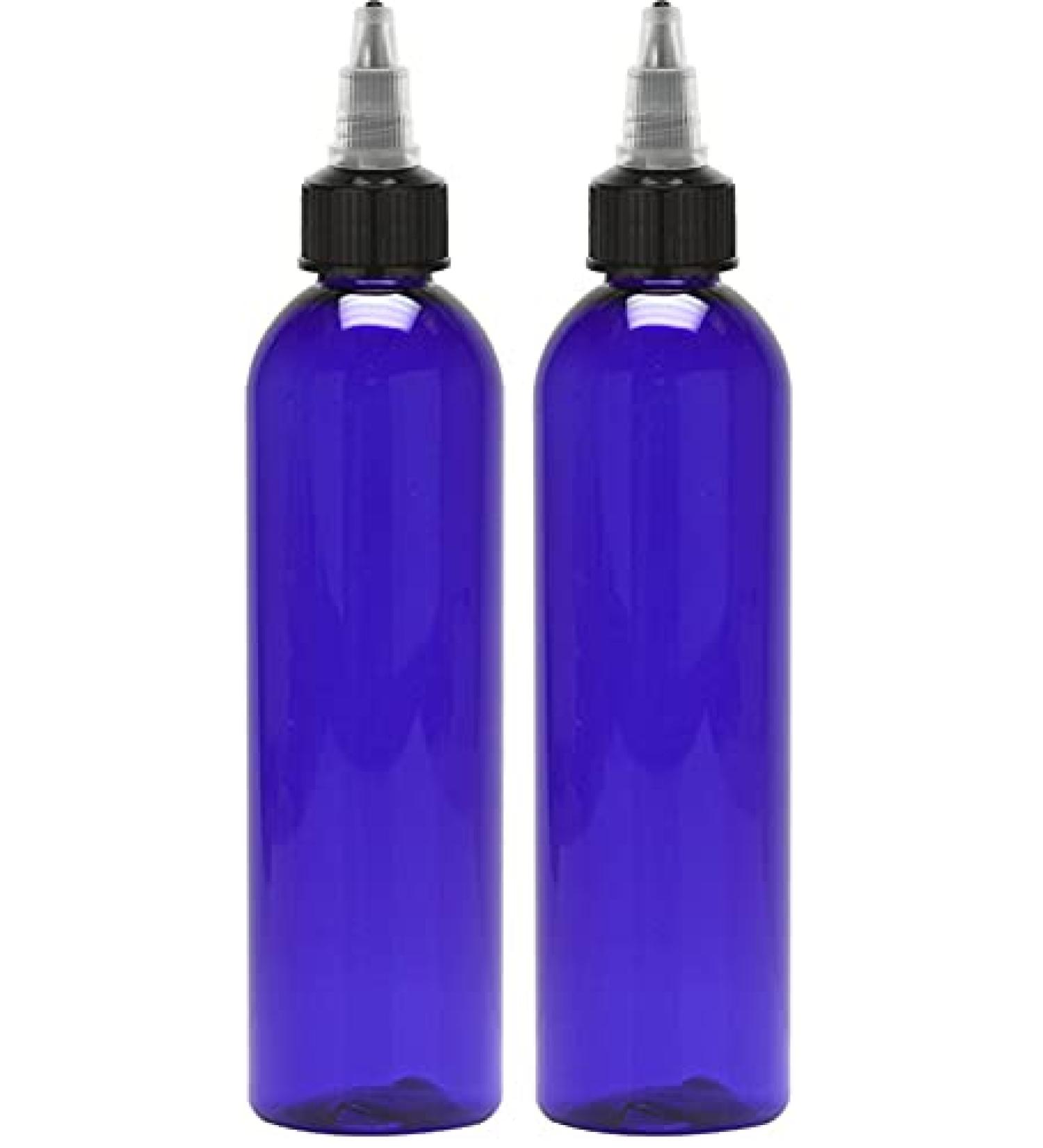 8 oz Twist Top Applicator Bottle - BPA-Free PET, Refillable, Black Nozzle - Blue - Multi Purpose - Buy Online on SooperMarket.com