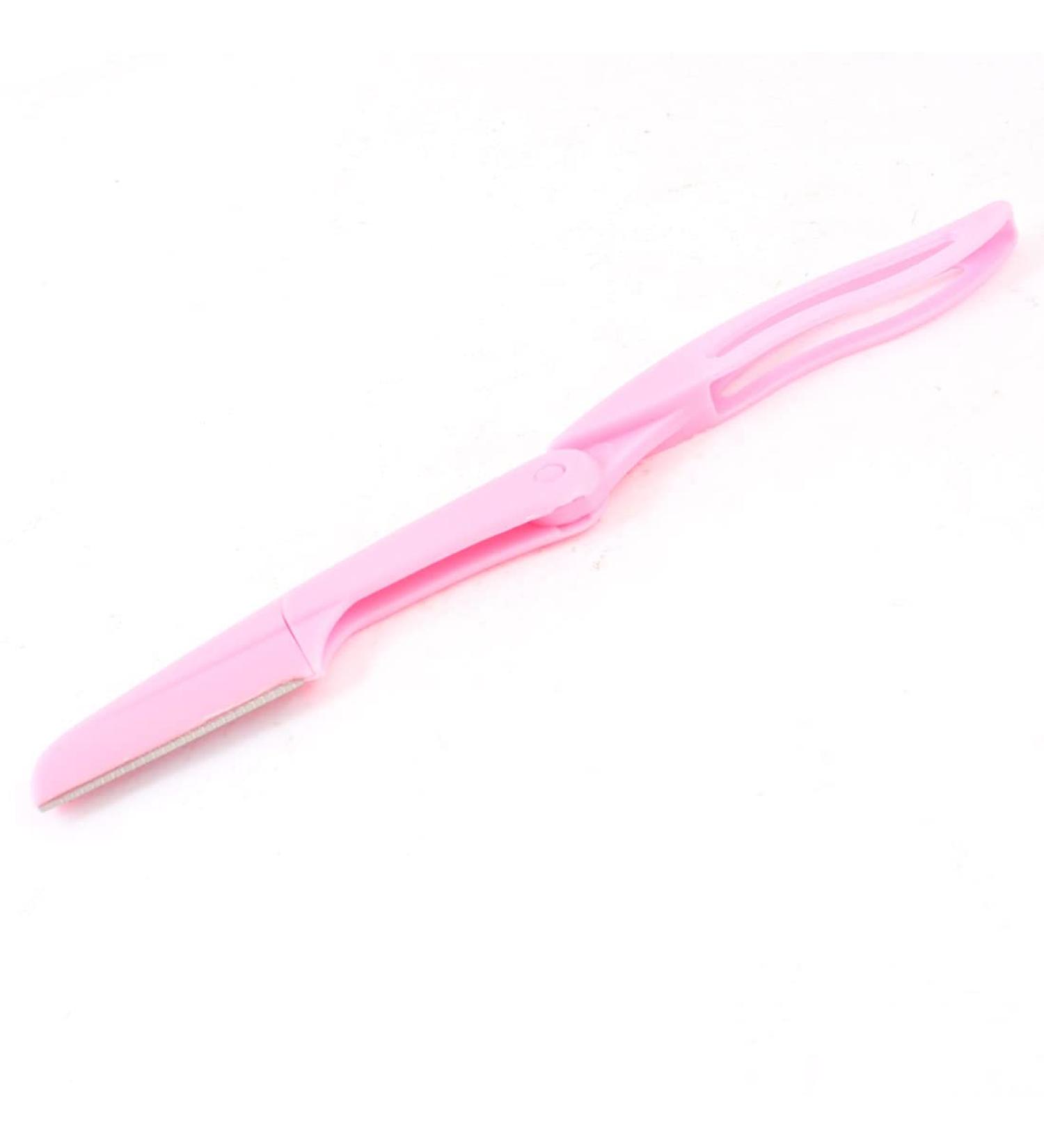 Ruilogod Women Pink Nonlip Handle Cosmetic Tool Eyebrow Razor Shaper Trimmer