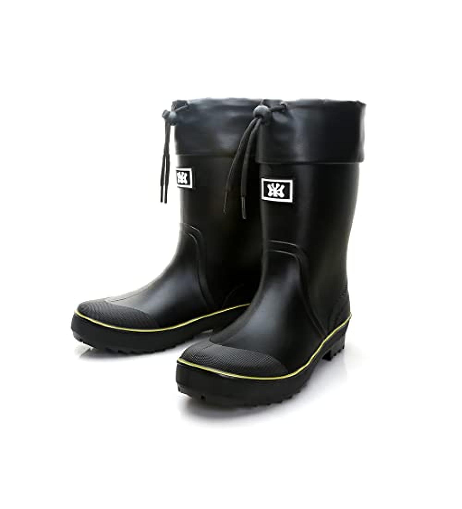 Men's Waterproof PVC Rubber Garden Rain Boots - Comfortable Mid-Calf Lightweight Adjustable Chelsea Ankle Fishing Shoes for Outdoor Work - Size 10.5 (Black-Yellow) - Buy Online on SooperMarket.com