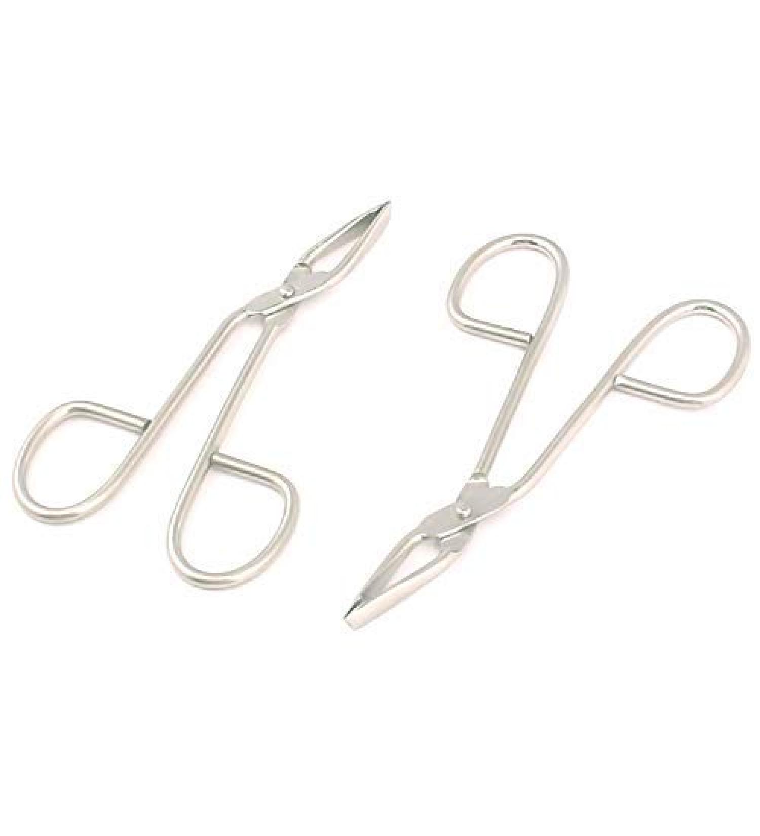 DDP (2 Pack) Scissors Shaped 'Eyebrow Tweezers Clip - Flat Tip Tweezers Hair Plucker for Hair and Eyebrows Personal Care (Silver Tone)